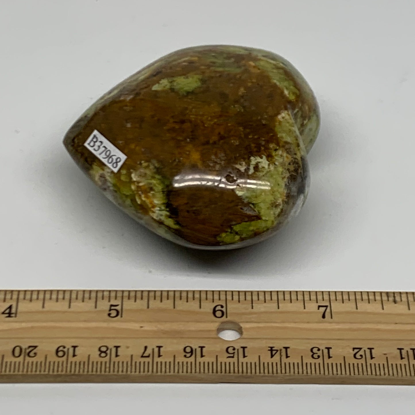 0.44 lbs, 2.5"x3"x1.4", Green Opal Heart Polished Gemstone Crystal, B37968