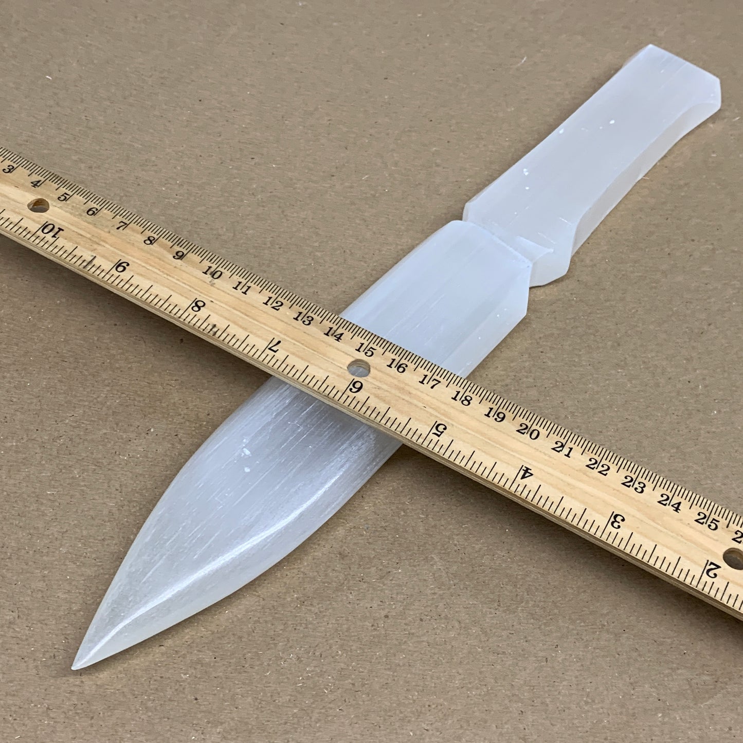 367g, 11.5"x1.6"x0.8", Natural Selenite Crystal Dagger (Satin Spar), B36232