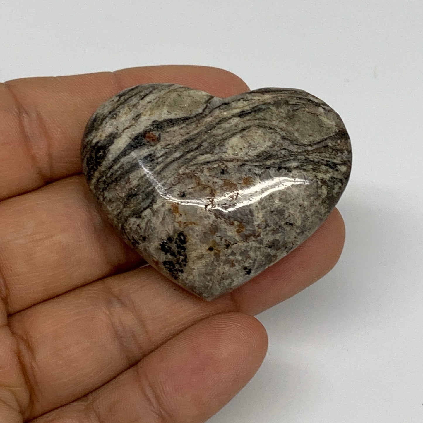 870g (1.91 lbs) , 20 pcs, 1.3"- 1.6", Wholesale Jungle Jasper Hearts, B25247