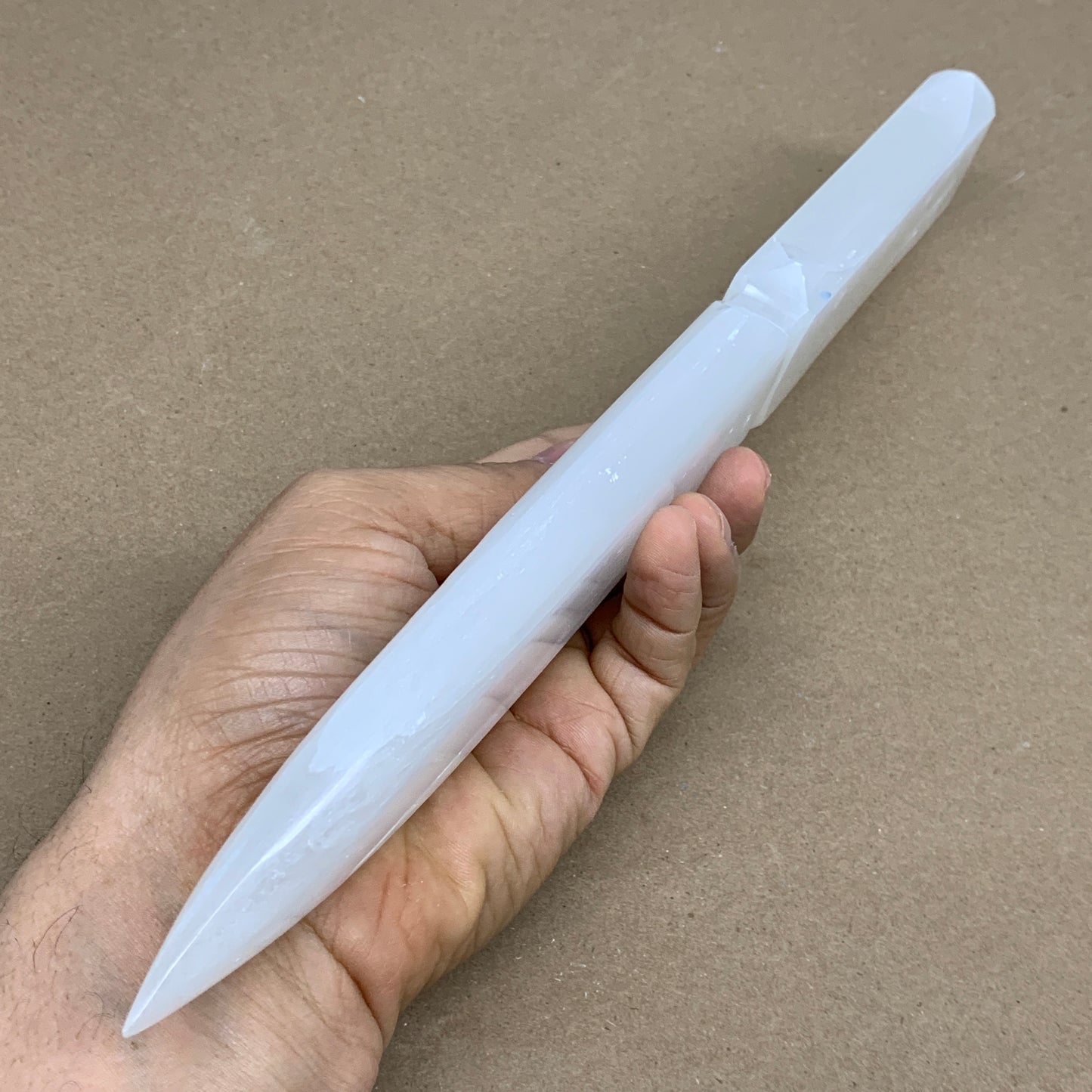 338g, 11.5"x1.7"x0.7", Natural Selenite Crystal Dagger (Satin Spar), B36233