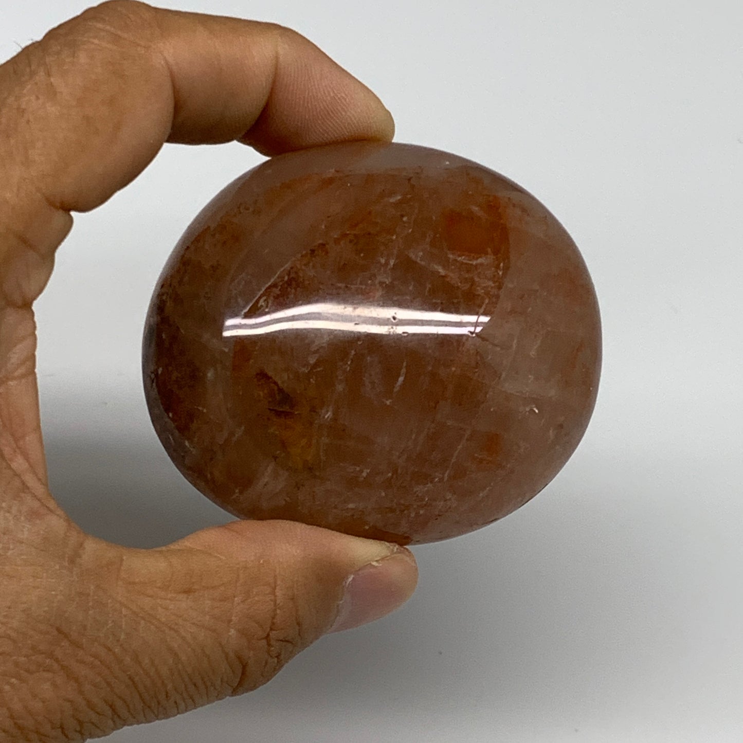 175.8g,2.4"x2.1"x1.5", Red Hematoid Fire Quartz Palm-Stone Crystal Polished, B30