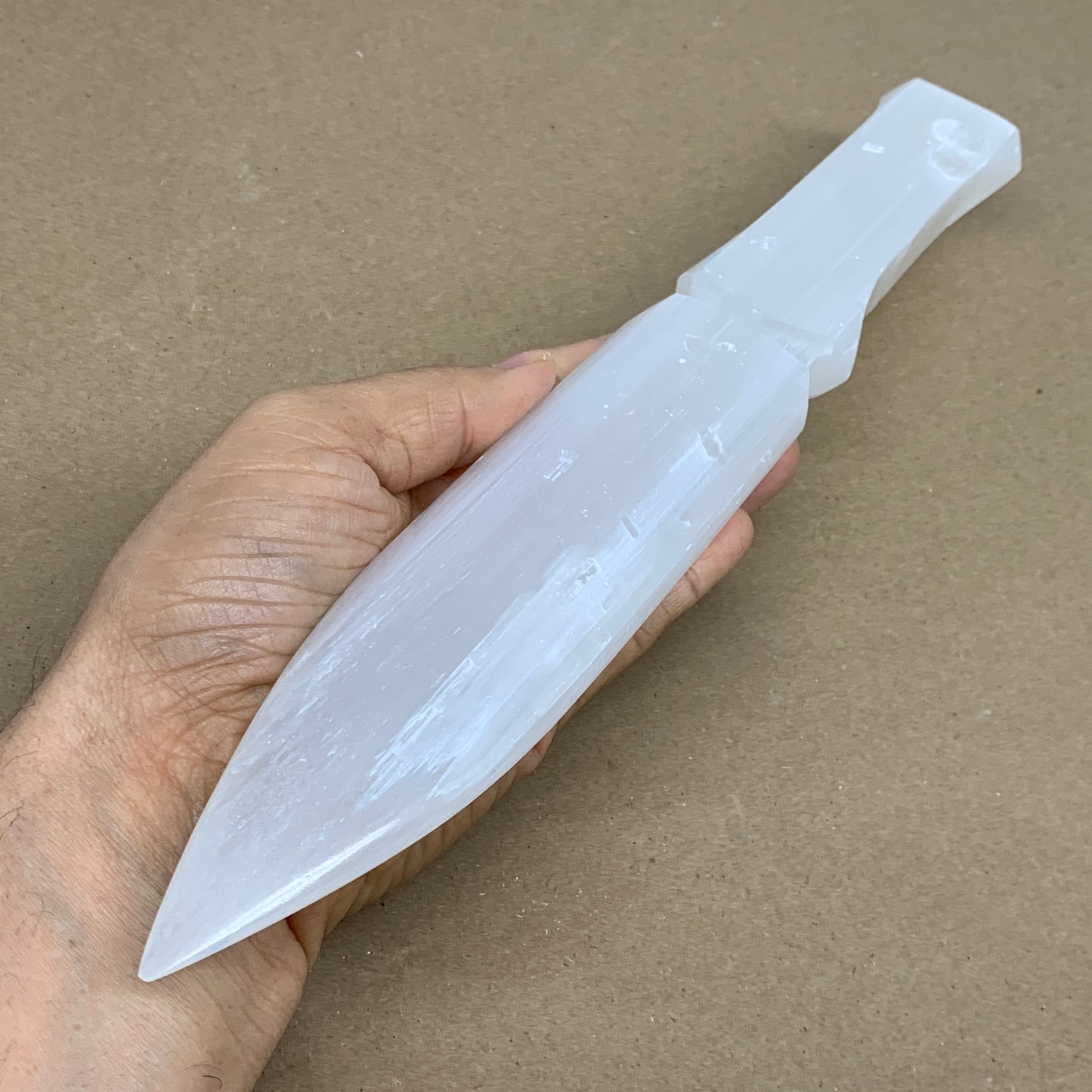 338g, 11.5"x1.7"x0.7", Natural Selenite Crystal Dagger (Satin Spar), B36233
