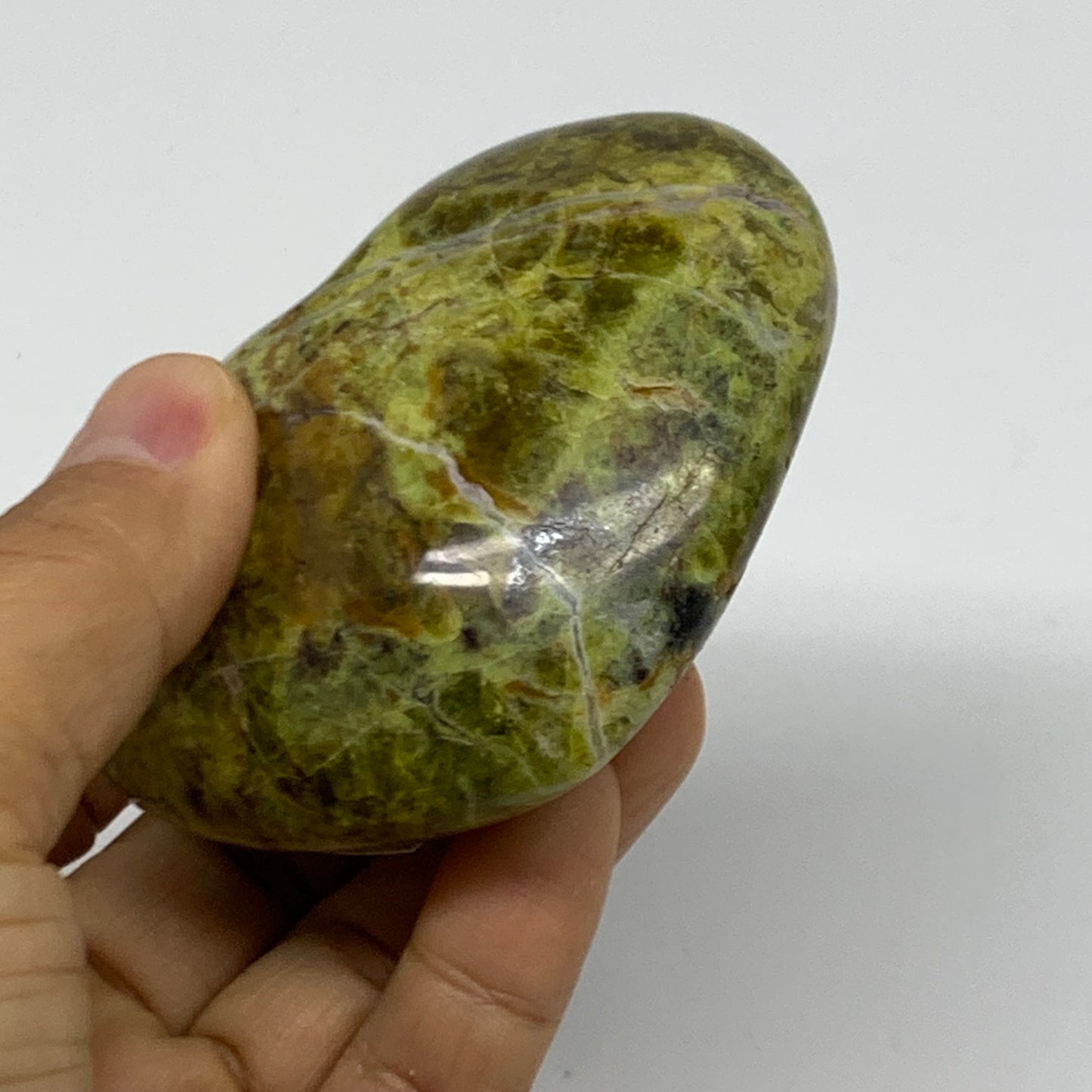 0.38 lbs, 2.5"x3.1"x1.3", Green Opal Heart Polished Gemstone Crystal, B37969