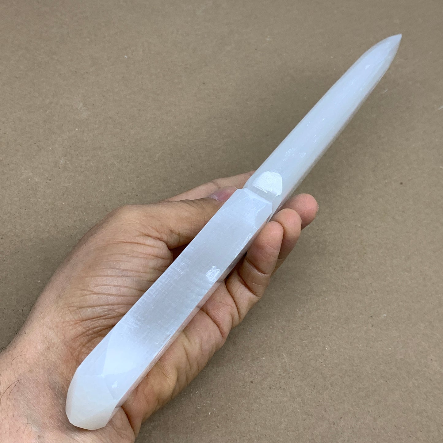 338g, 11.5"x1.7"x0.7", Natural Selenite Crystal Dagger (Satin Spar), B36233