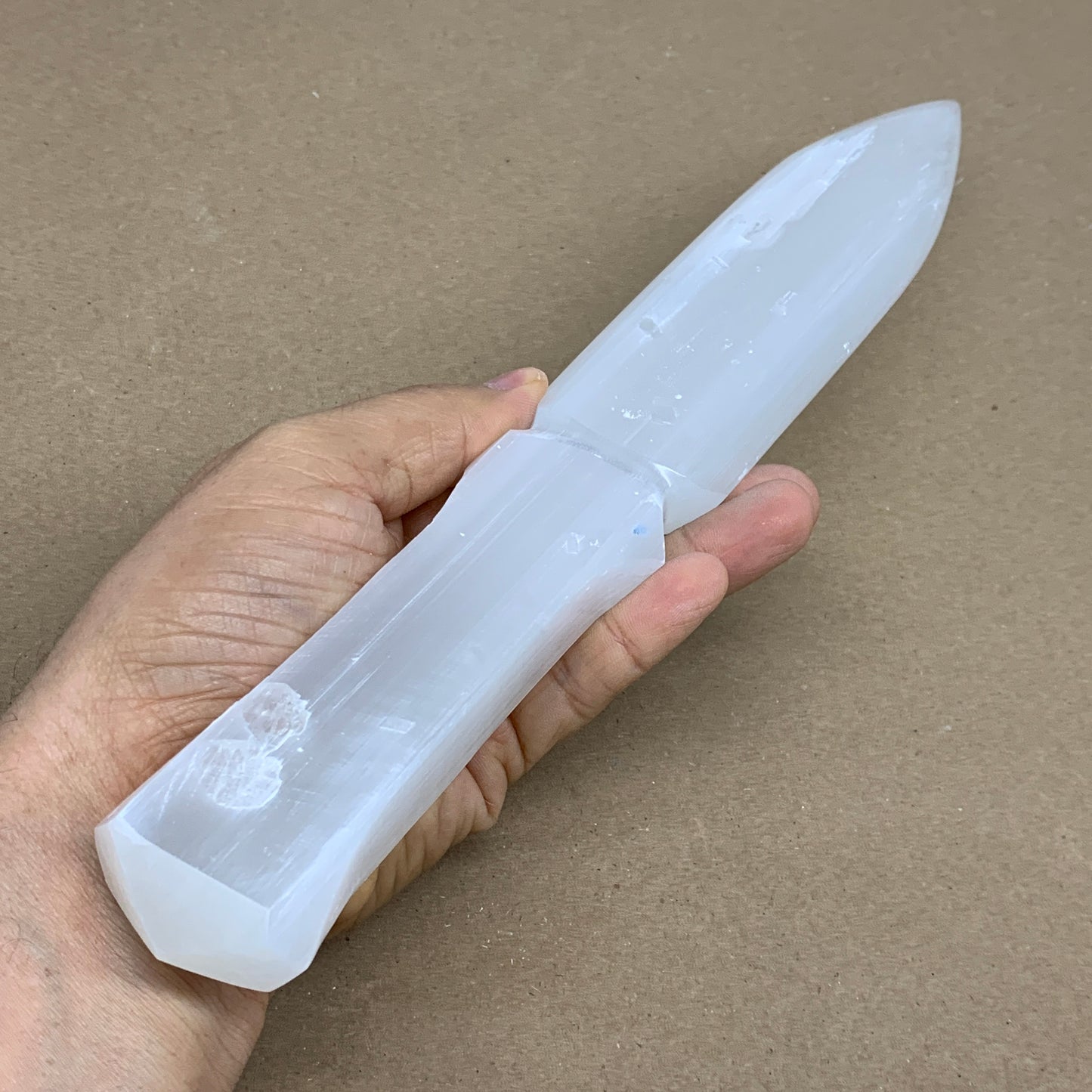 338g, 11.5"x1.7"x0.7", Natural Selenite Crystal Dagger (Satin Spar), B36233