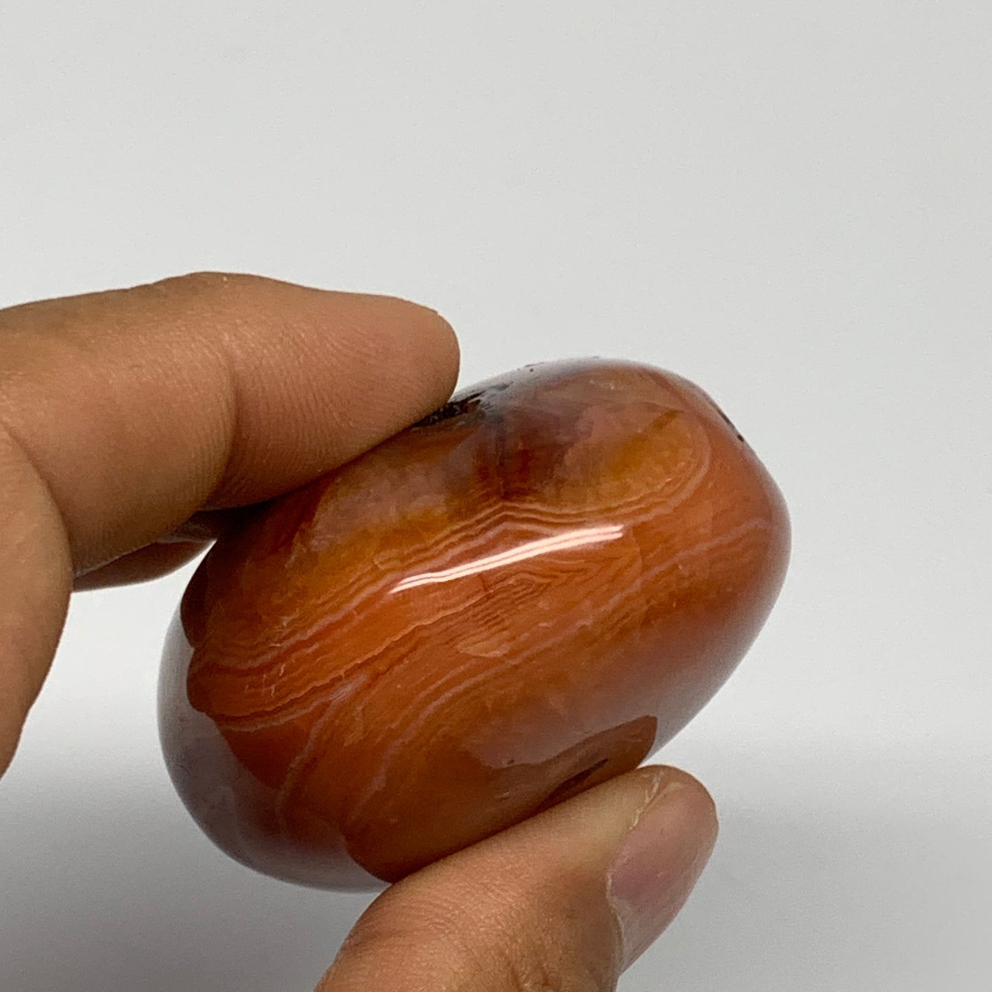 113.7g, 2.2"x1.8"x1.2", Red Carnelian Palm-Stone Gem Crystal Polished, B28453