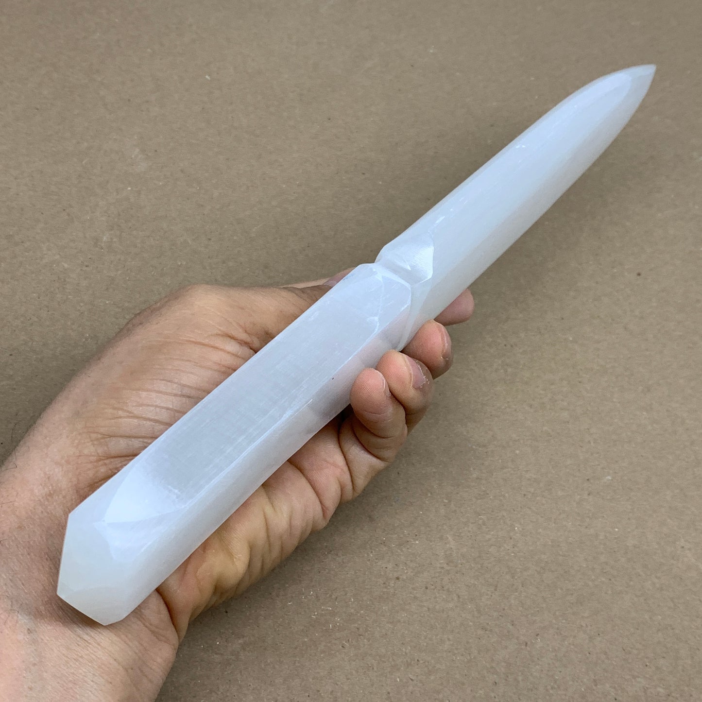 338g, 11.5"x1.7"x0.7", Natural Selenite Crystal Dagger (Satin Spar), B36233