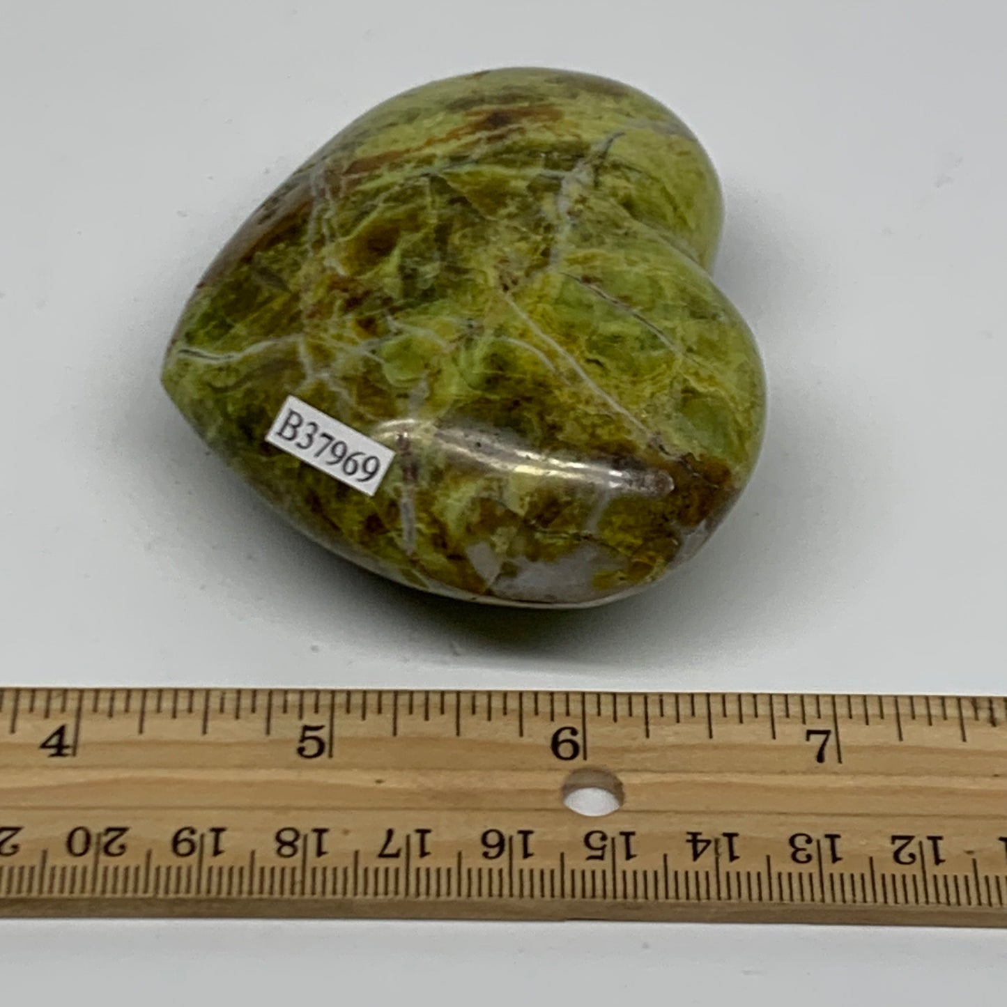 0.38 lbs, 2.5"x3.1"x1.3", Green Opal Heart Polished Gemstone Crystal, B37969