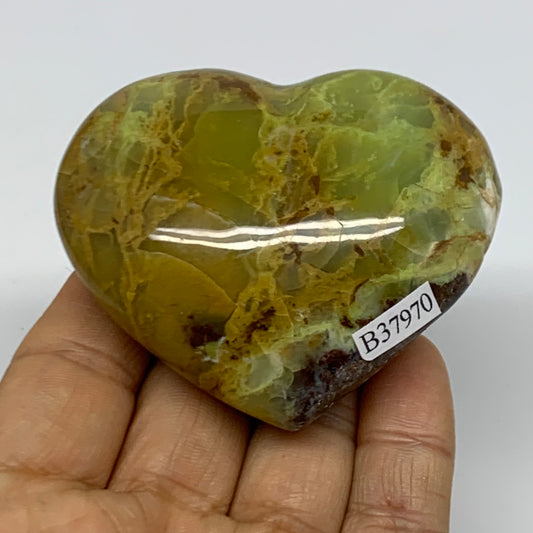 0.25 lbs, 2.3"x2.7"x1.2", Green Opal Heart Polished Gemstone Crystal, B37970