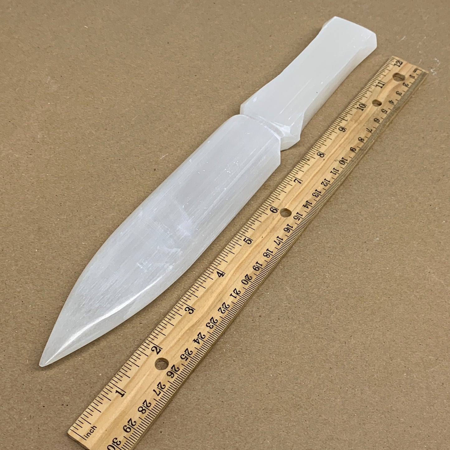 338g, 11.5"x1.7"x0.7", Natural Selenite Crystal Dagger (Satin Spar), B36233