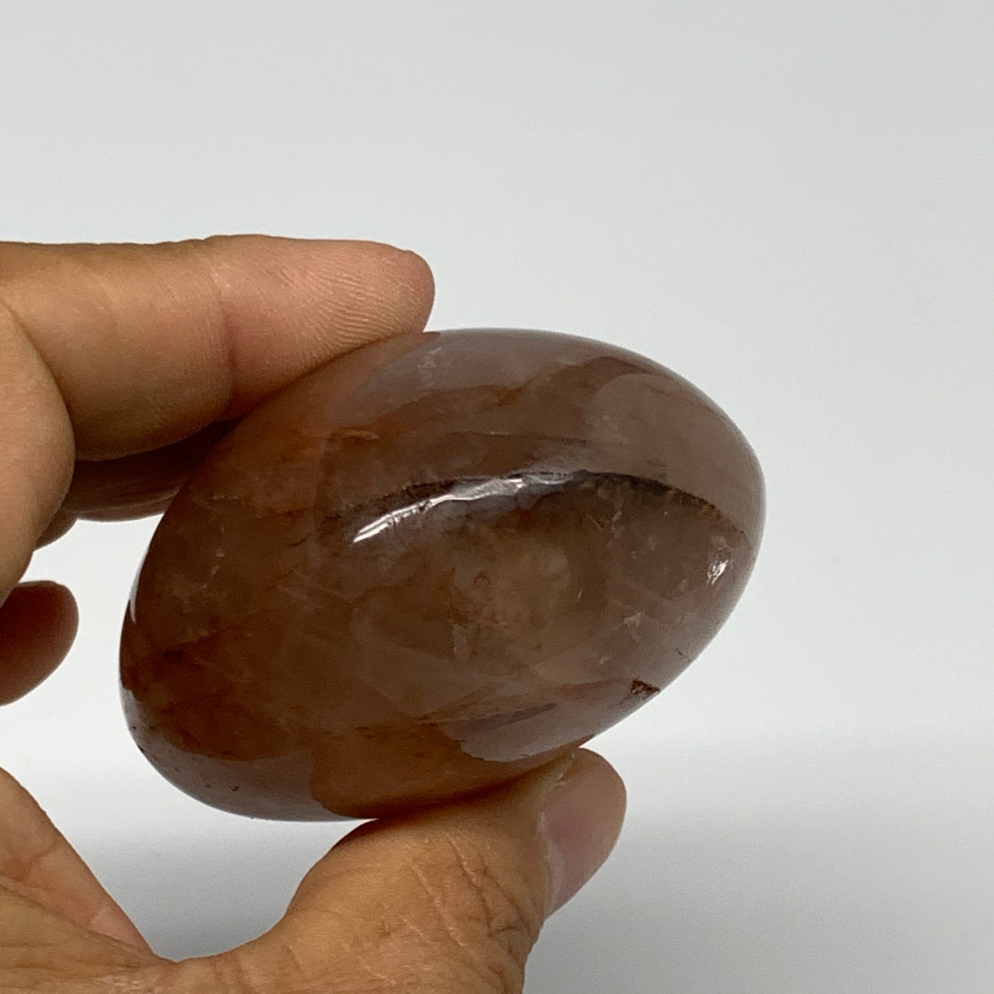 175.8g,2.4"x2.1"x1.5", Red Hematoid Fire Quartz Palm-Stone Crystal Polished, B30