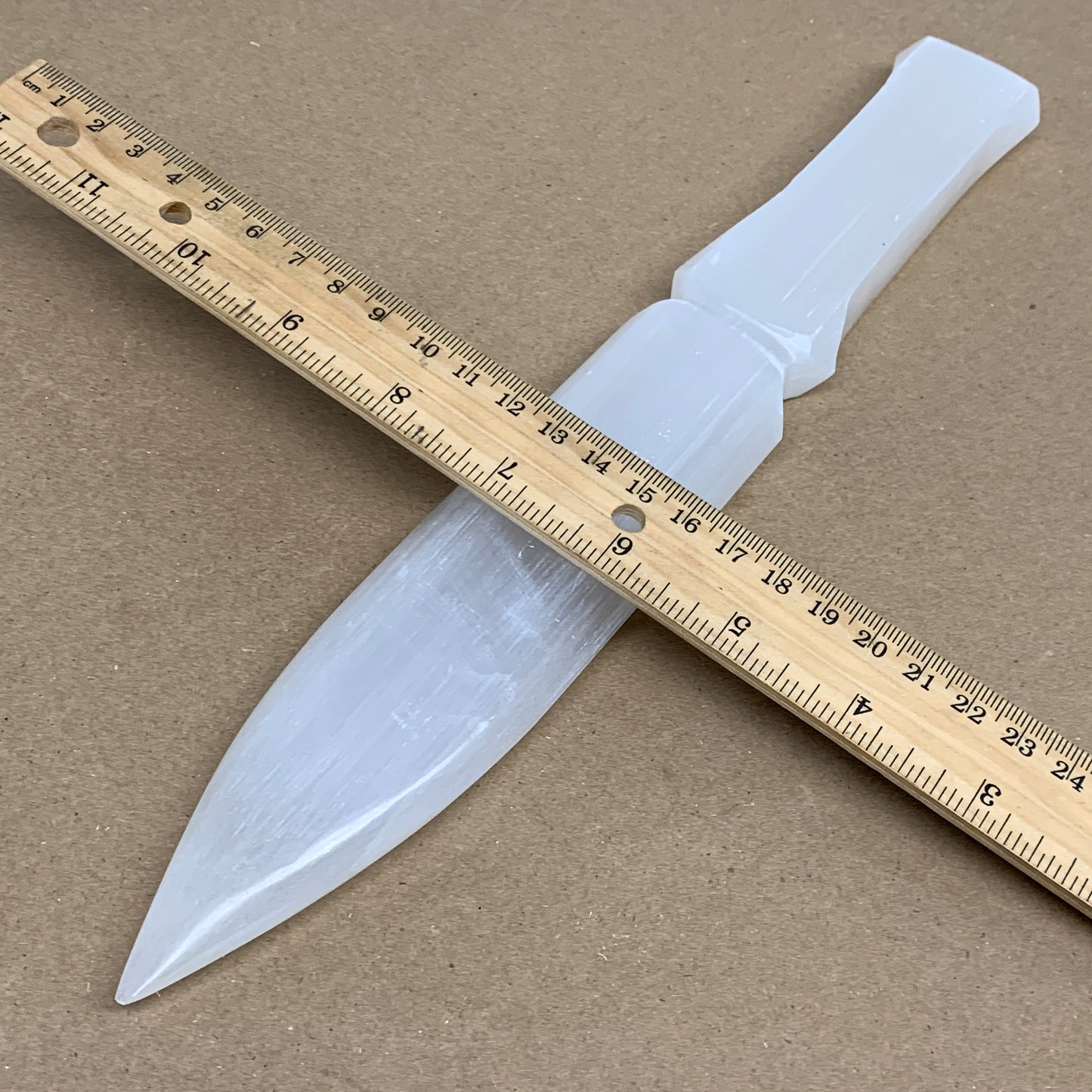 338g, 11.5"x1.7"x0.7", Natural Selenite Crystal Dagger (Satin Spar), B36233