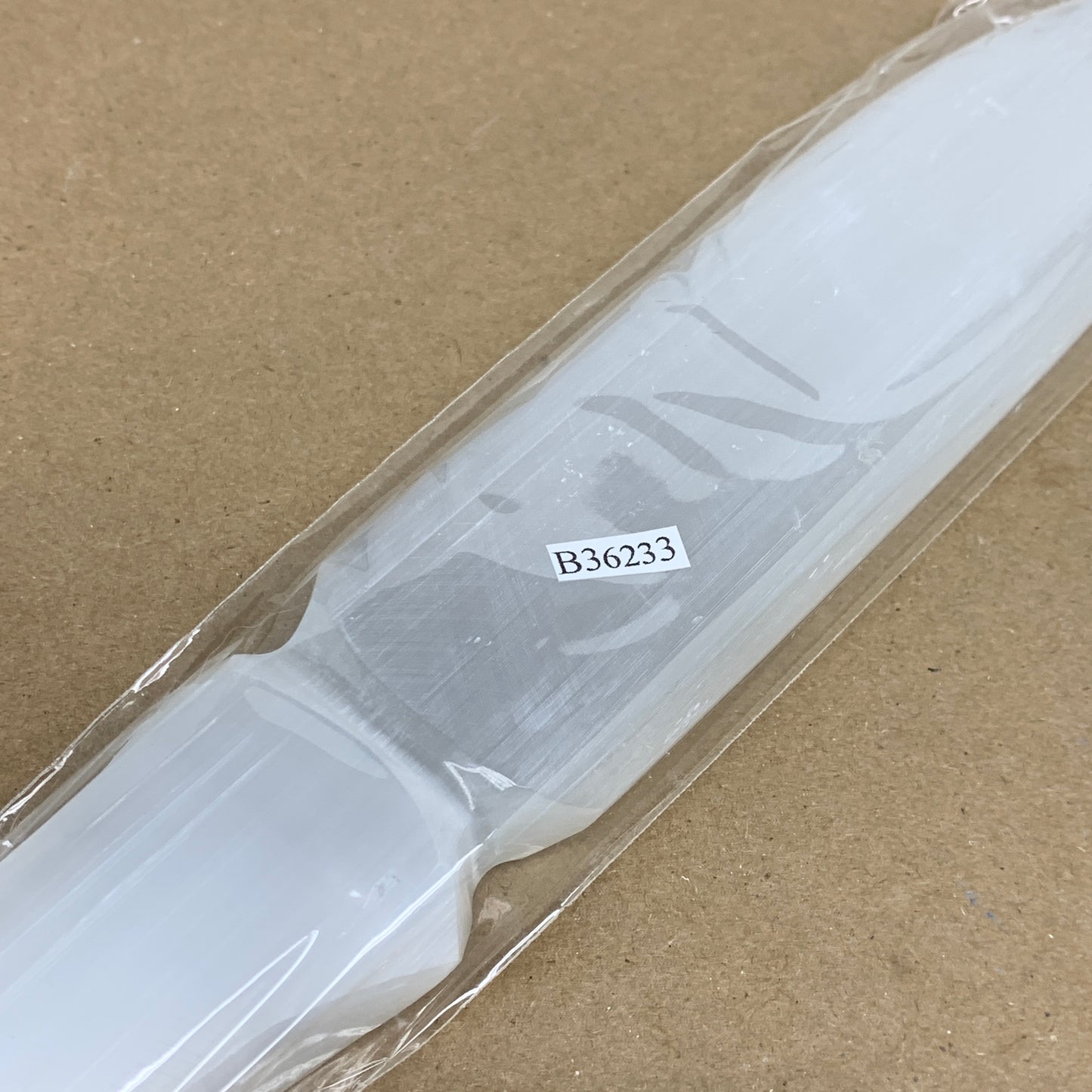 338g, 11.5"x1.7"x0.7", Natural Selenite Crystal Dagger (Satin Spar), B36233