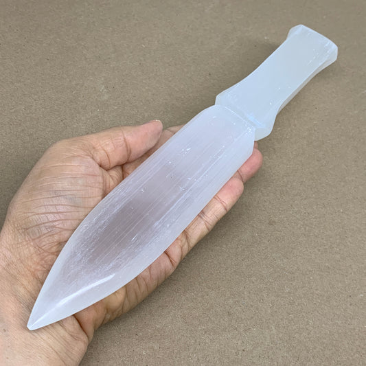 322g, 11.5"x1.6"x0.7", Natural Selenite Crystal Dagger (Satin Spar), B36234