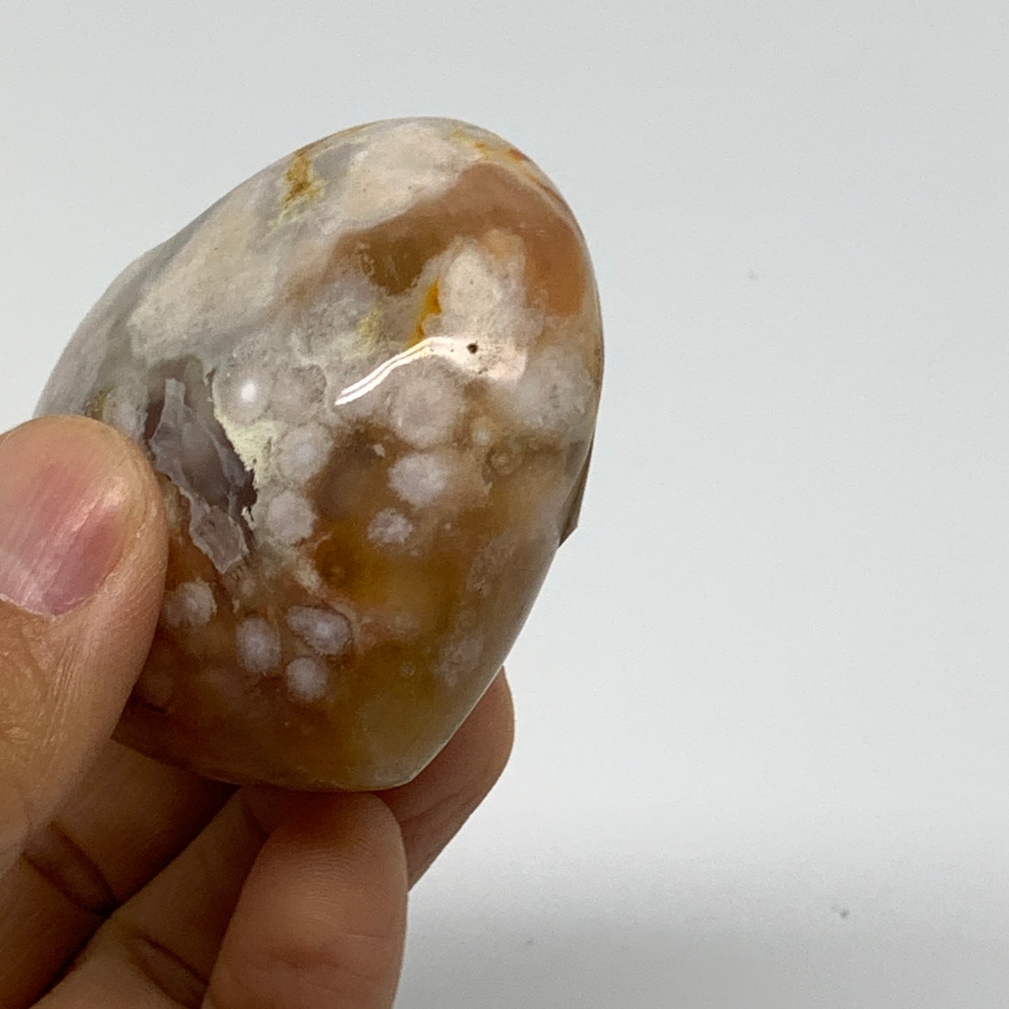 0.27 lbs, 2.1"x2.3"x1.3", Cherry Blossom Flower Agate Heart Crystal, B37135
