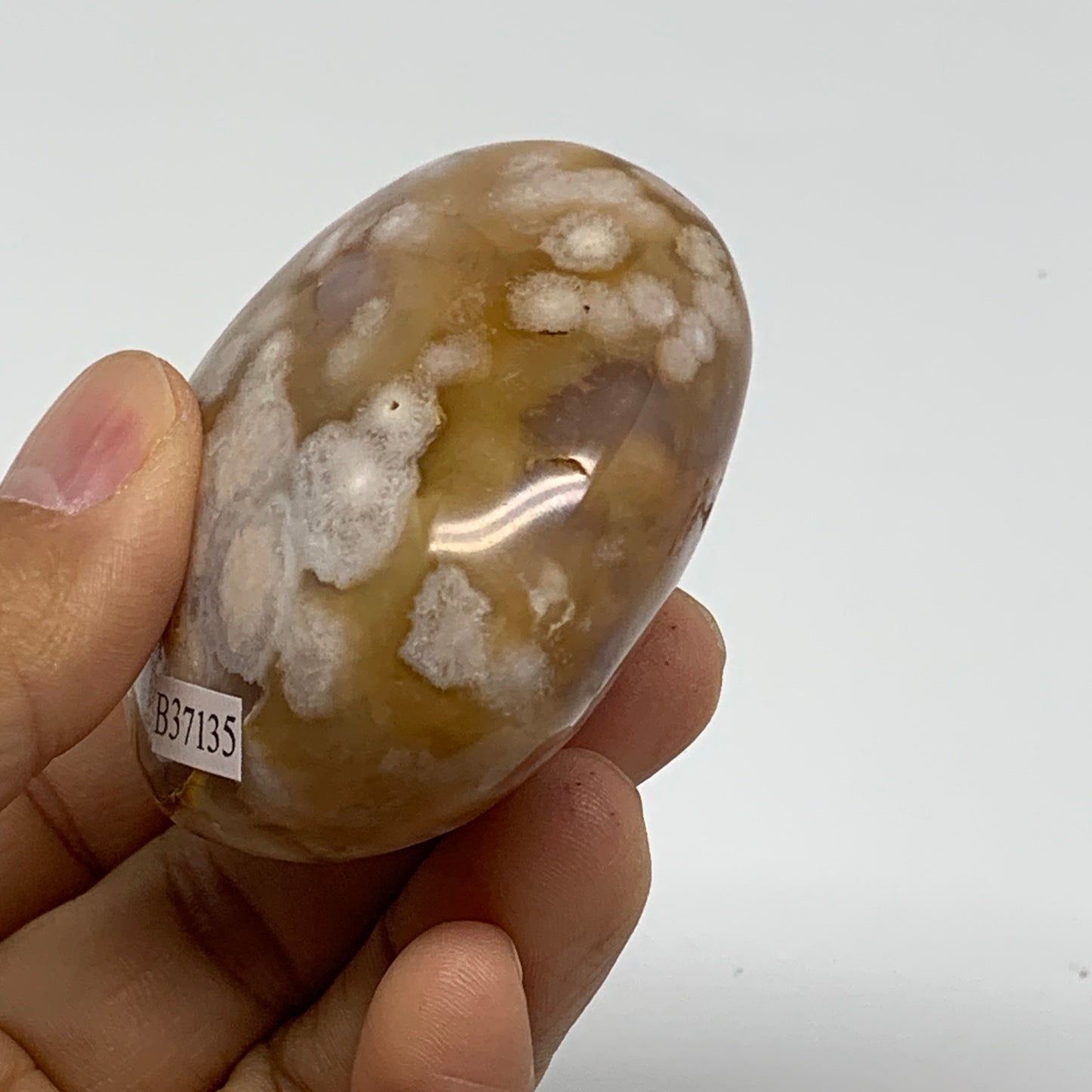 0.27 lbs, 2.1"x2.3"x1.3", Cherry Blossom Flower Agate Heart Crystal, B37135