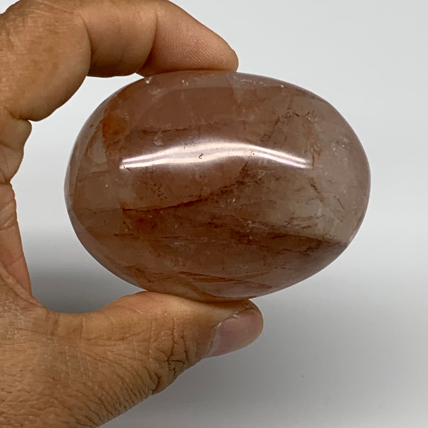 178.3g,2.4"x1.9"x1.5", Red Hematoid Fire Quartz Palm-Stone Crystal Polished, B30