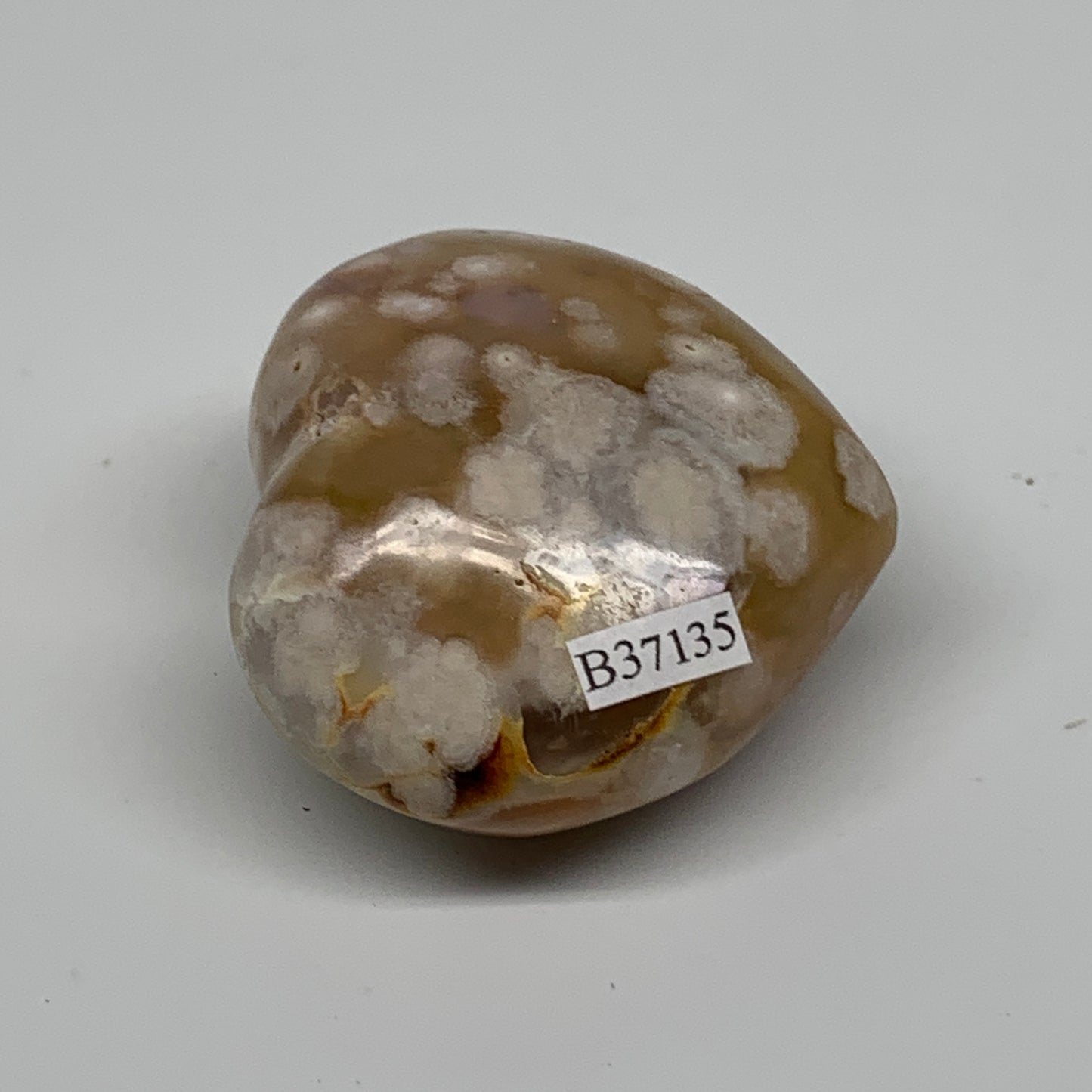 0.27 lbs, 2.1"x2.3"x1.3", Cherry Blossom Flower Agate Heart Crystal, B37135