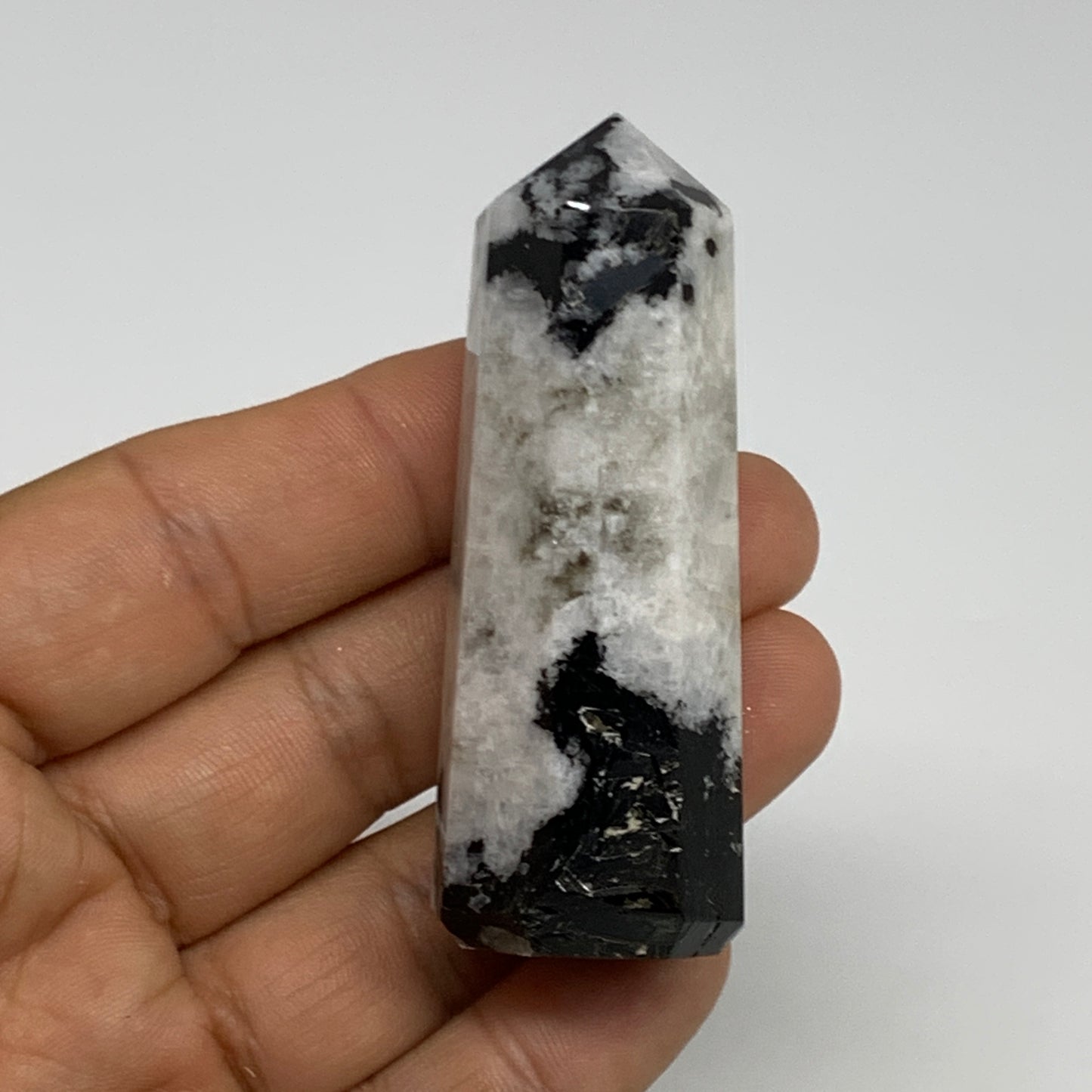 179.1g, 2.6"-2.8", 2pcs, Rainbow Moonstone Tower Obelisk Point Crystal @India, B