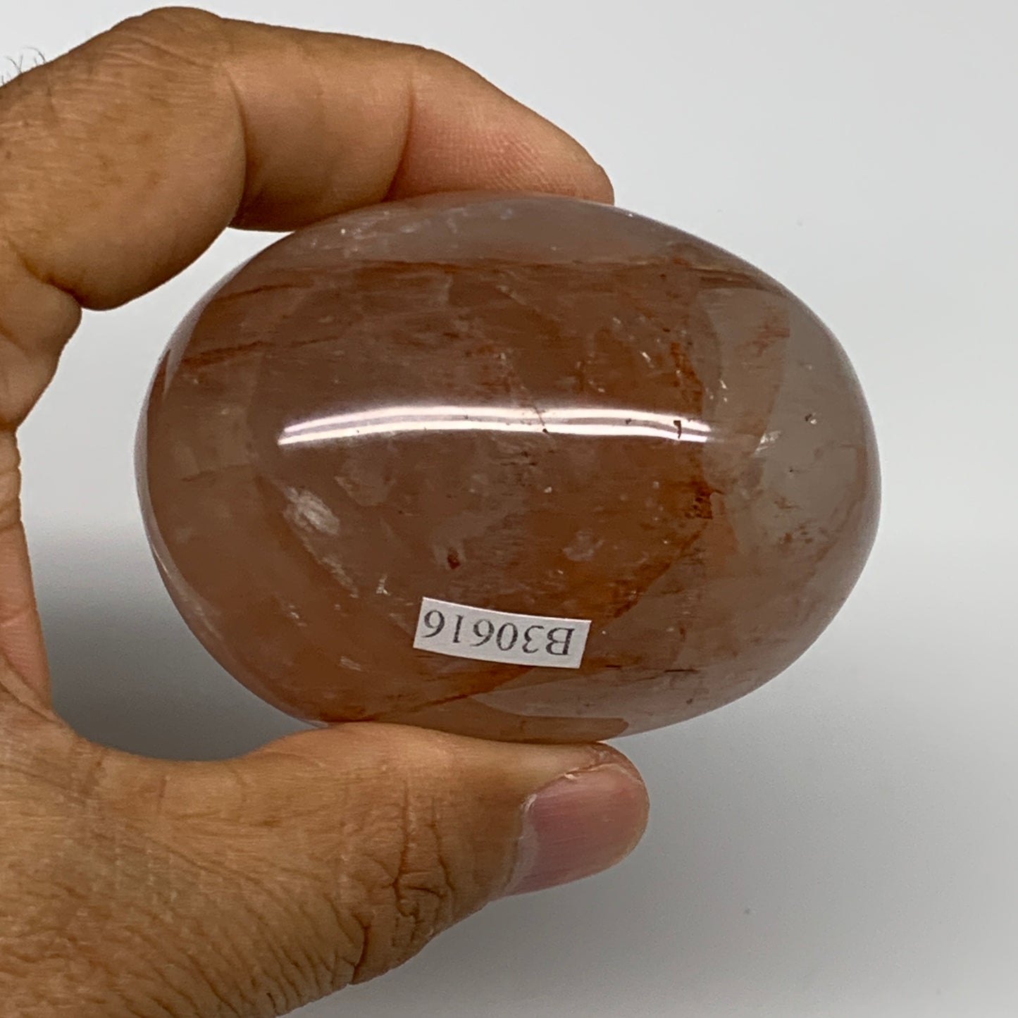 178.3g,2.4"x1.9"x1.5", Red Hematoid Fire Quartz Palm-Stone Crystal Polished, B30