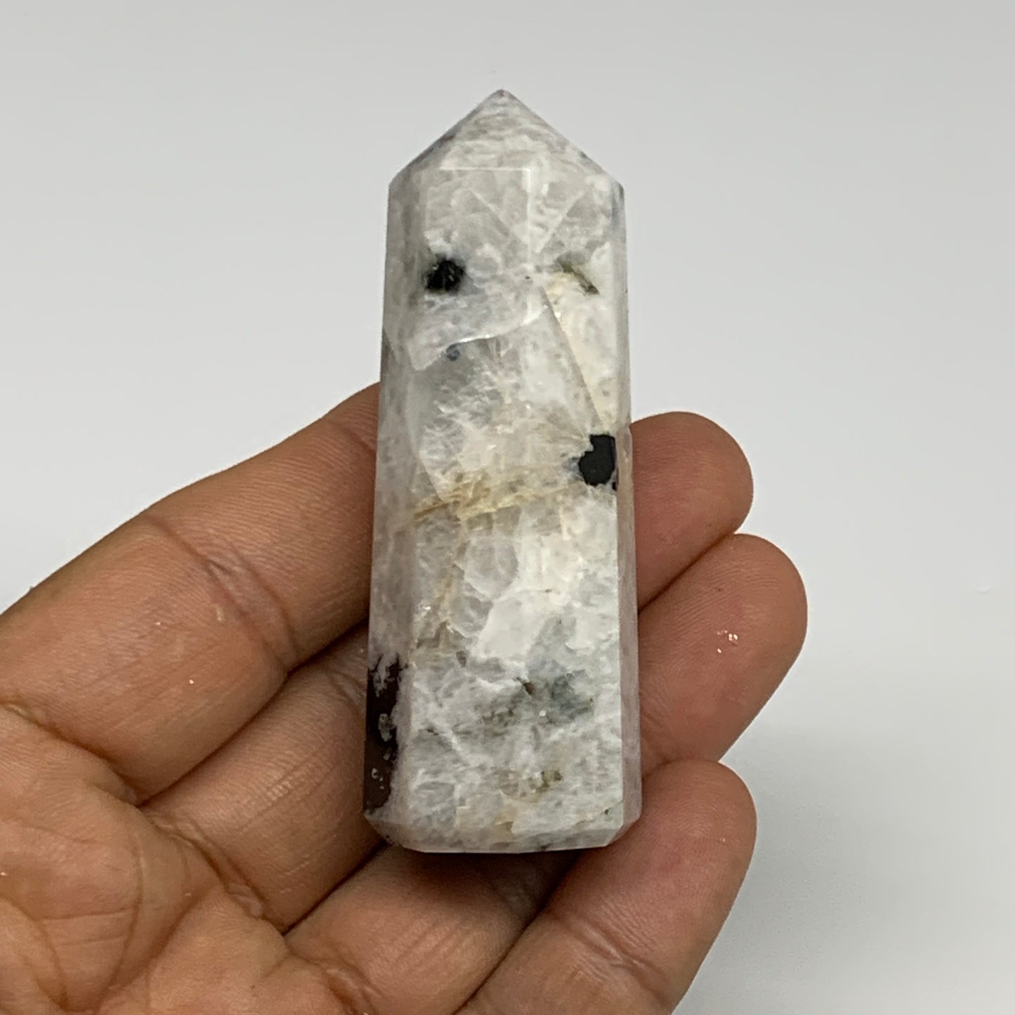 179.1g, 2.6"-2.8", 2pcs, Rainbow Moonstone Tower Obelisk Point Crystal @India, B