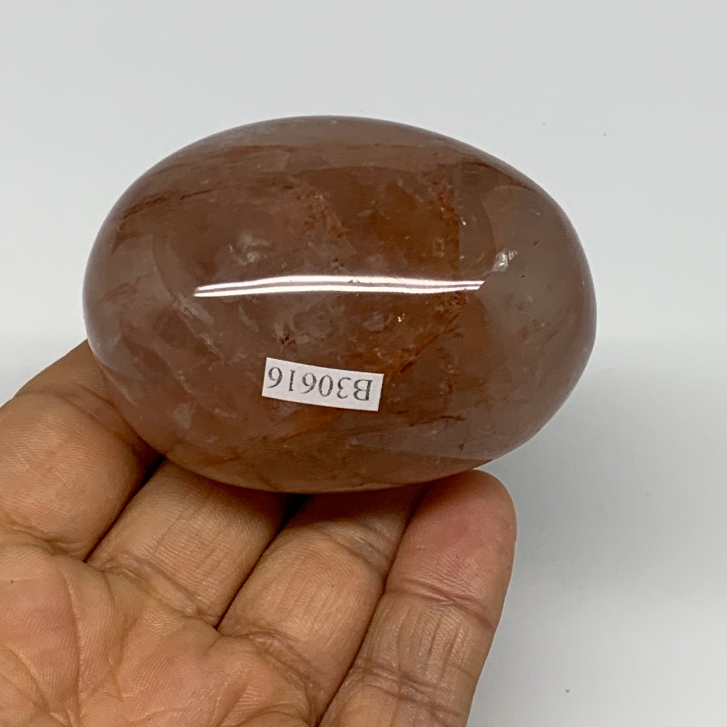 178.3g,2.4"x1.9"x1.5", Red Hematoid Fire Quartz Palm-Stone Crystal Polished, B30