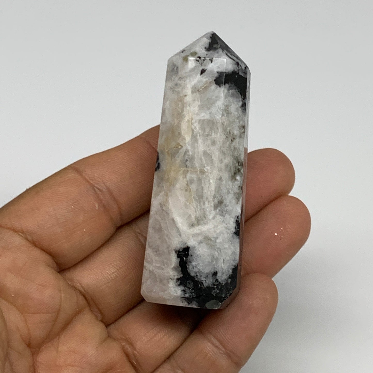 179.1g, 2.6"-2.8", 2pcs, Rainbow Moonstone Tower Obelisk Point Crystal @India, B