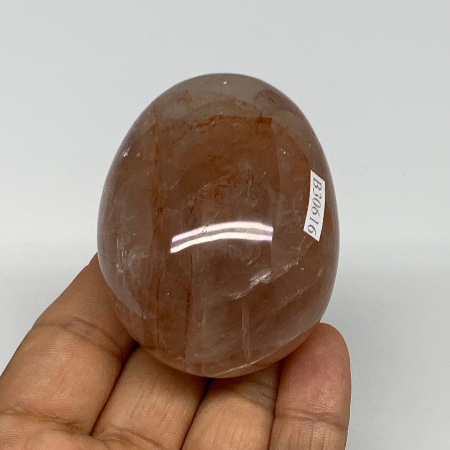 178.3g,2.4"x1.9"x1.5", Red Hematoid Fire Quartz Palm-Stone Crystal Polished, B30