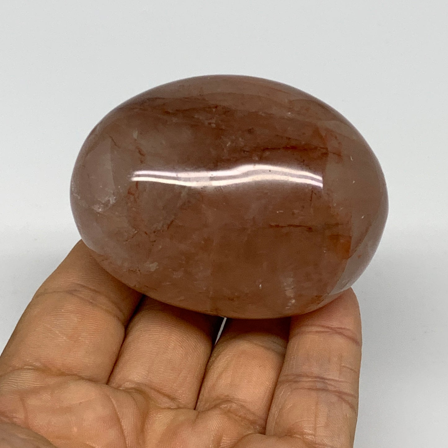 178.3g,2.4"x1.9"x1.5", Red Hematoid Fire Quartz Palm-Stone Crystal Polished, B30