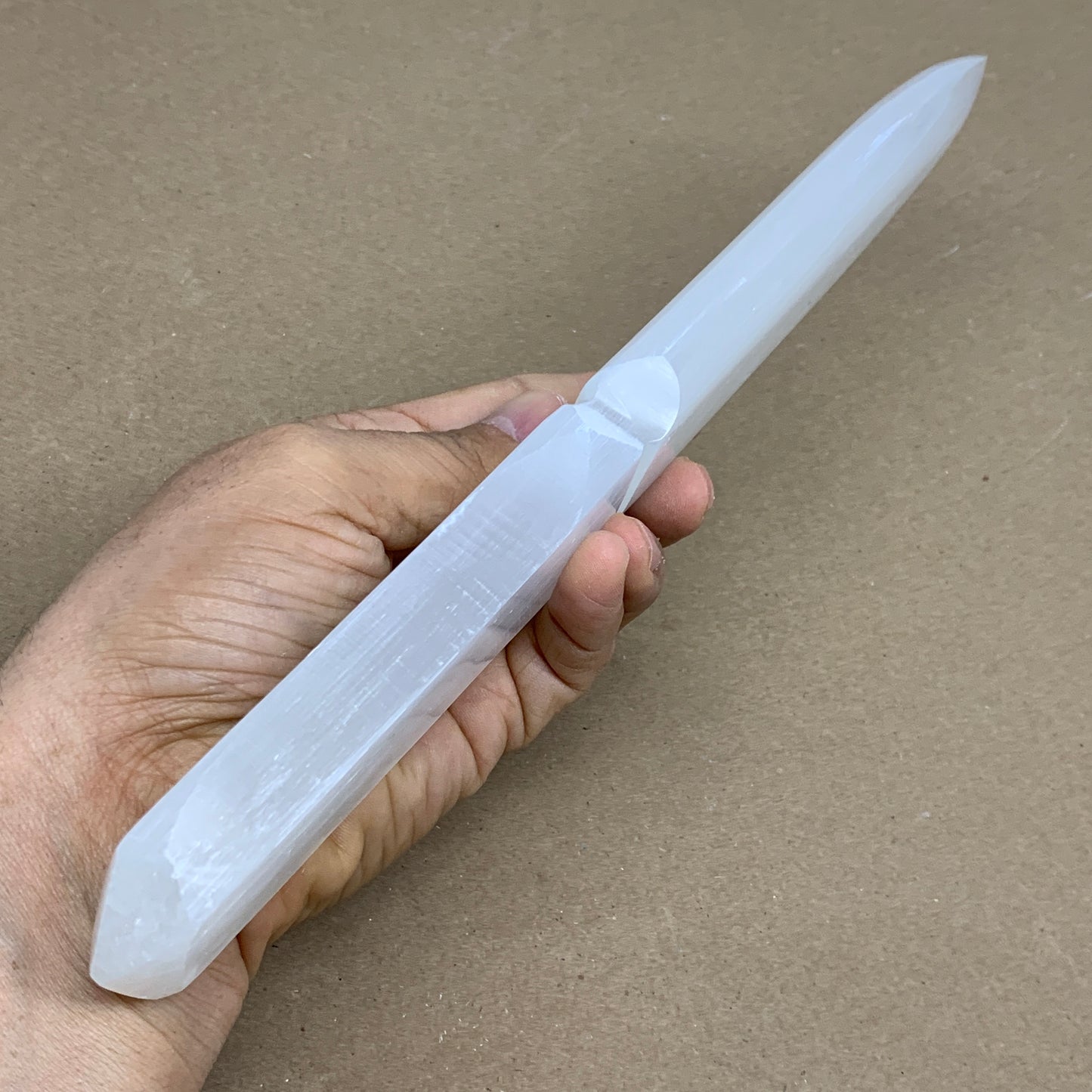 322g, 11.5"x1.6"x0.7", Natural Selenite Crystal Dagger (Satin Spar), B36234