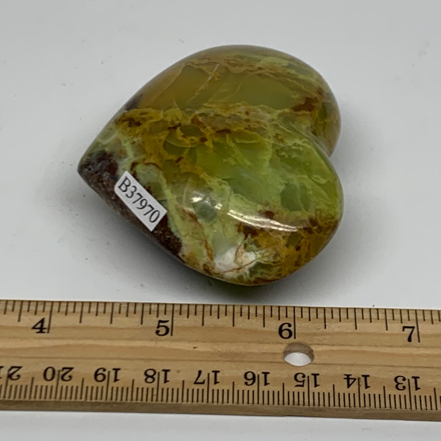 0.25 lbs, 2.3"x2.7"x1.2", Green Opal Heart Polished Gemstone Crystal, B37970