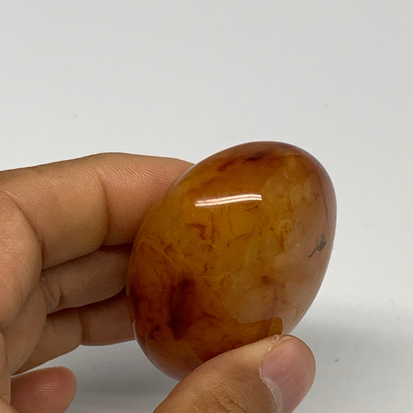 88.7g, 2.1"x1.6"x1.1", Red Carnelian Palm-Stone Gem Crystal Polished, B28454