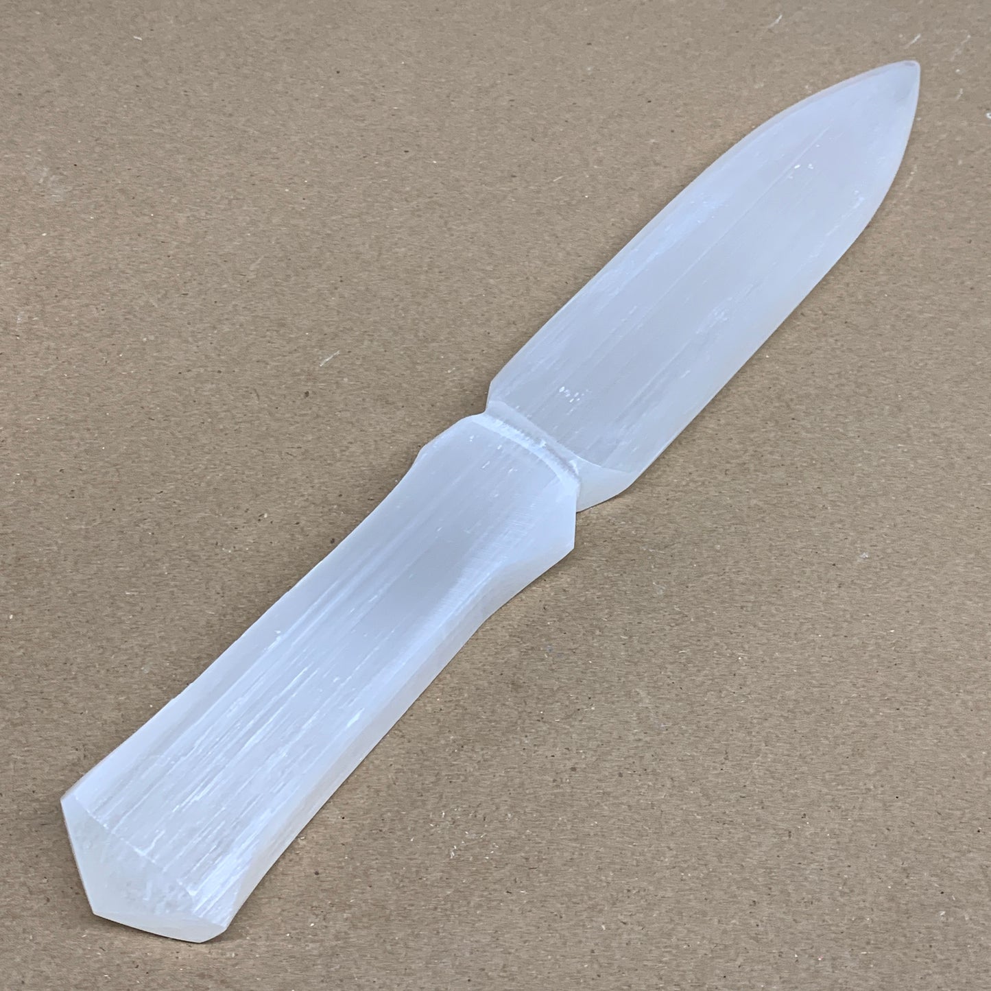 322g, 11.5"x1.6"x0.7", Natural Selenite Crystal Dagger (Satin Spar), B36234