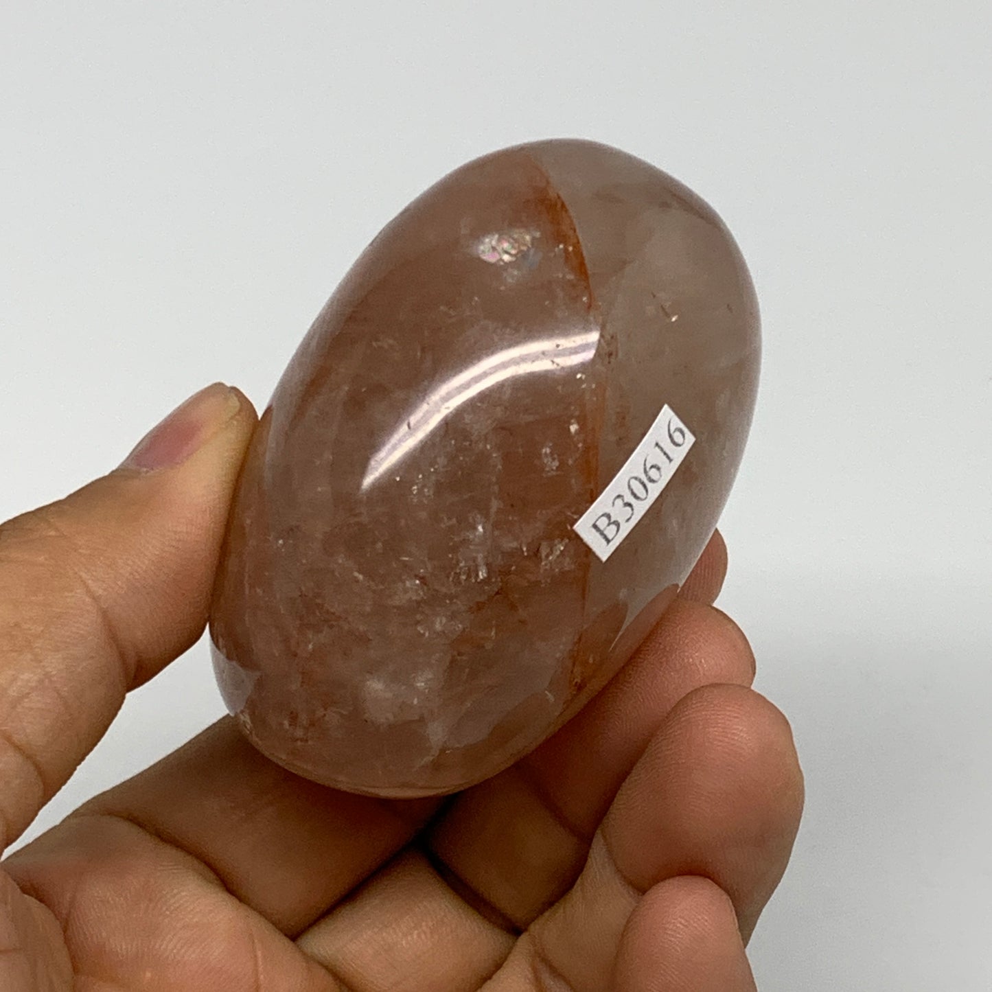 178.3g,2.4"x1.9"x1.5", Red Hematoid Fire Quartz Palm-Stone Crystal Polished, B30