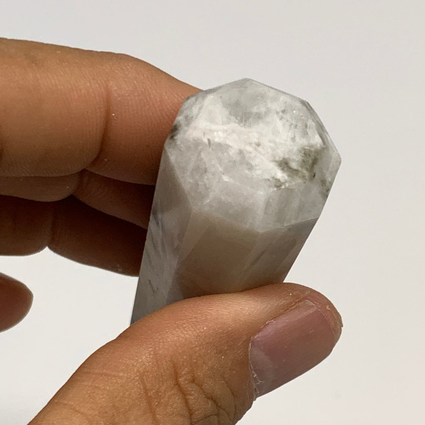 179.1g, 2.6"-2.8", 2pcs, Rainbow Moonstone Tower Obelisk Point Crystal @India, B