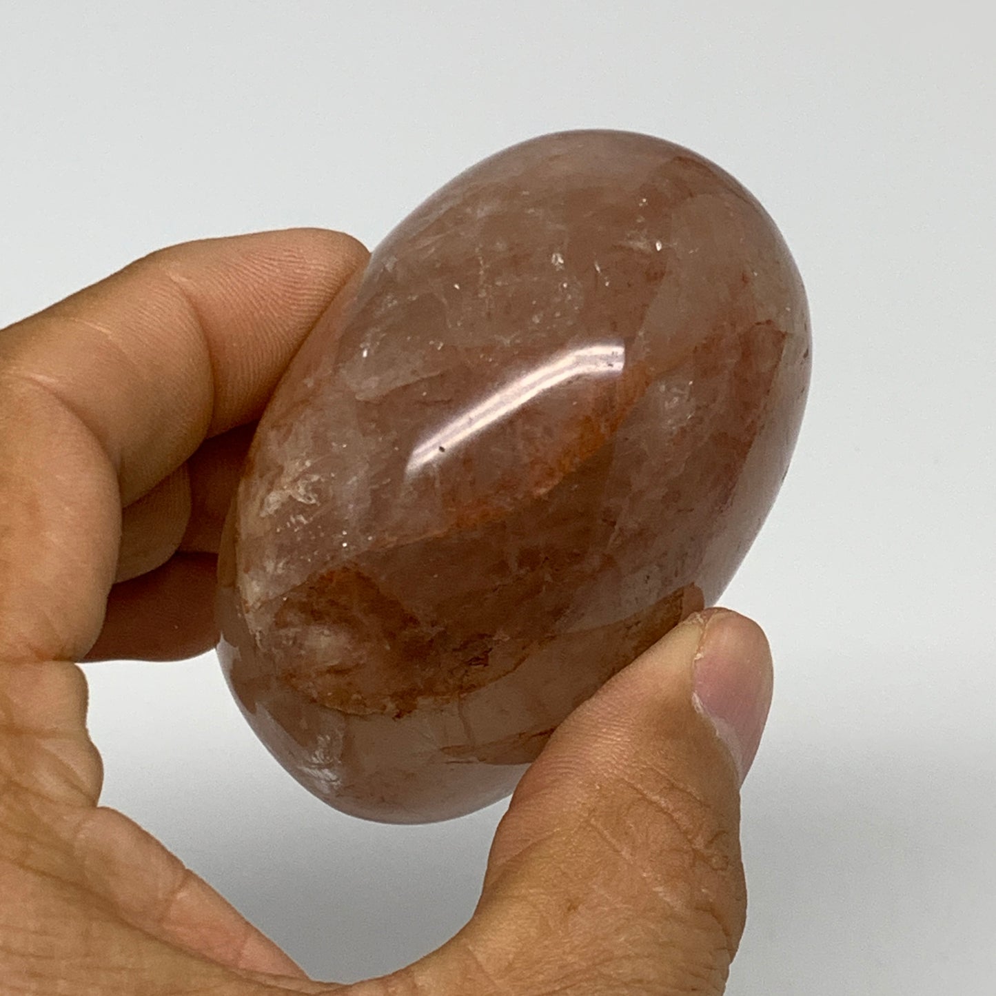 178.3g,2.4"x1.9"x1.5", Red Hematoid Fire Quartz Palm-Stone Crystal Polished, B30