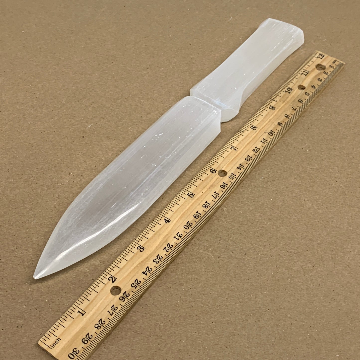 322g, 11.5"x1.6"x0.7", Natural Selenite Crystal Dagger (Satin Spar), B36234