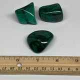 132g, 1.2"-1.5", 3pcs, Natural Small Malachite Tumbled Polished, B32833