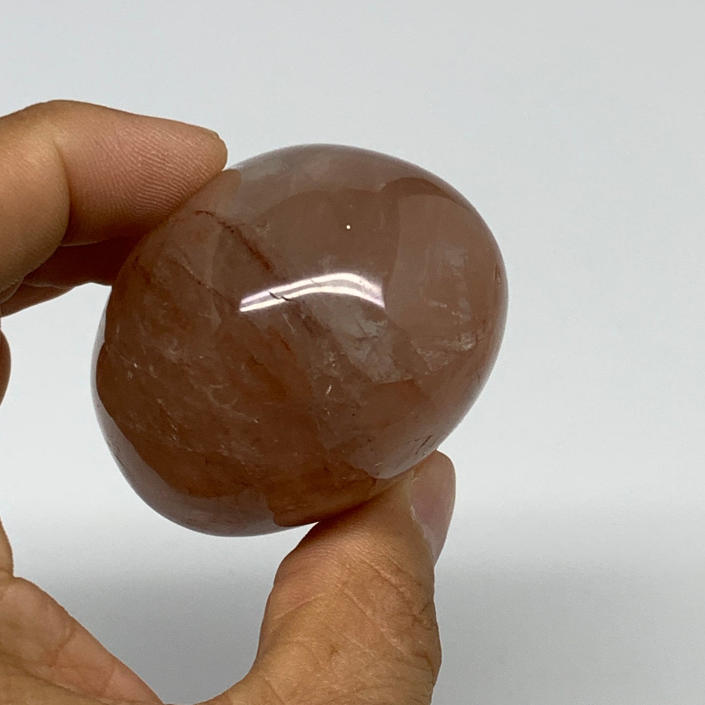 178.3g,2.4"x1.9"x1.5", Red Hematoid Fire Quartz Palm-Stone Crystal Polished, B30