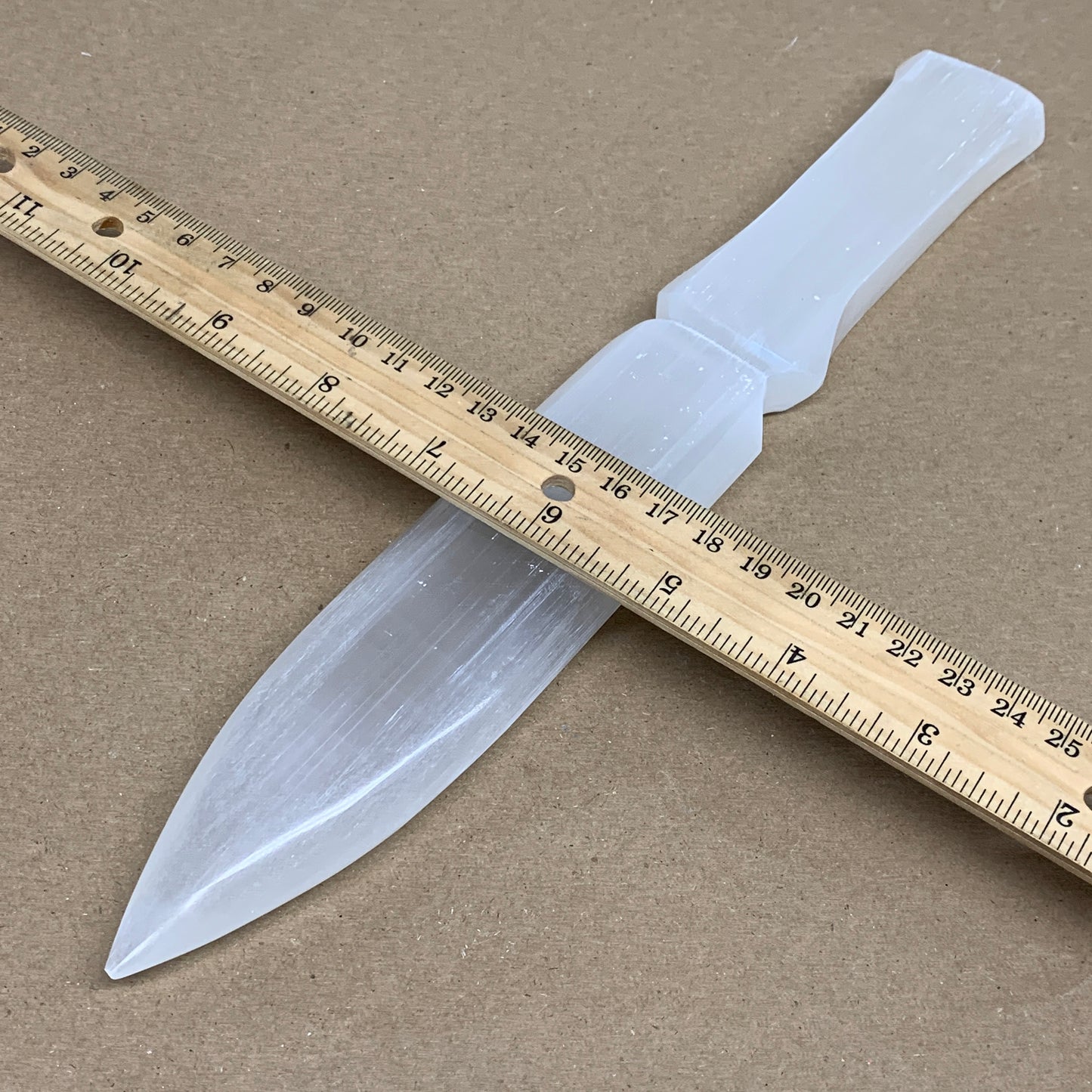 322g, 11.5"x1.6"x0.7", Natural Selenite Crystal Dagger (Satin Spar), B36234