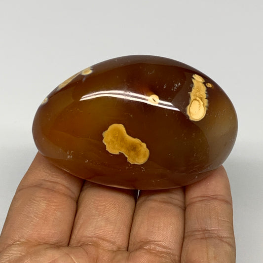 116.6g, 2.5"x1.6"x1.3", Red Carnelian Palm-Stone Gem Crystal Polished, B28455