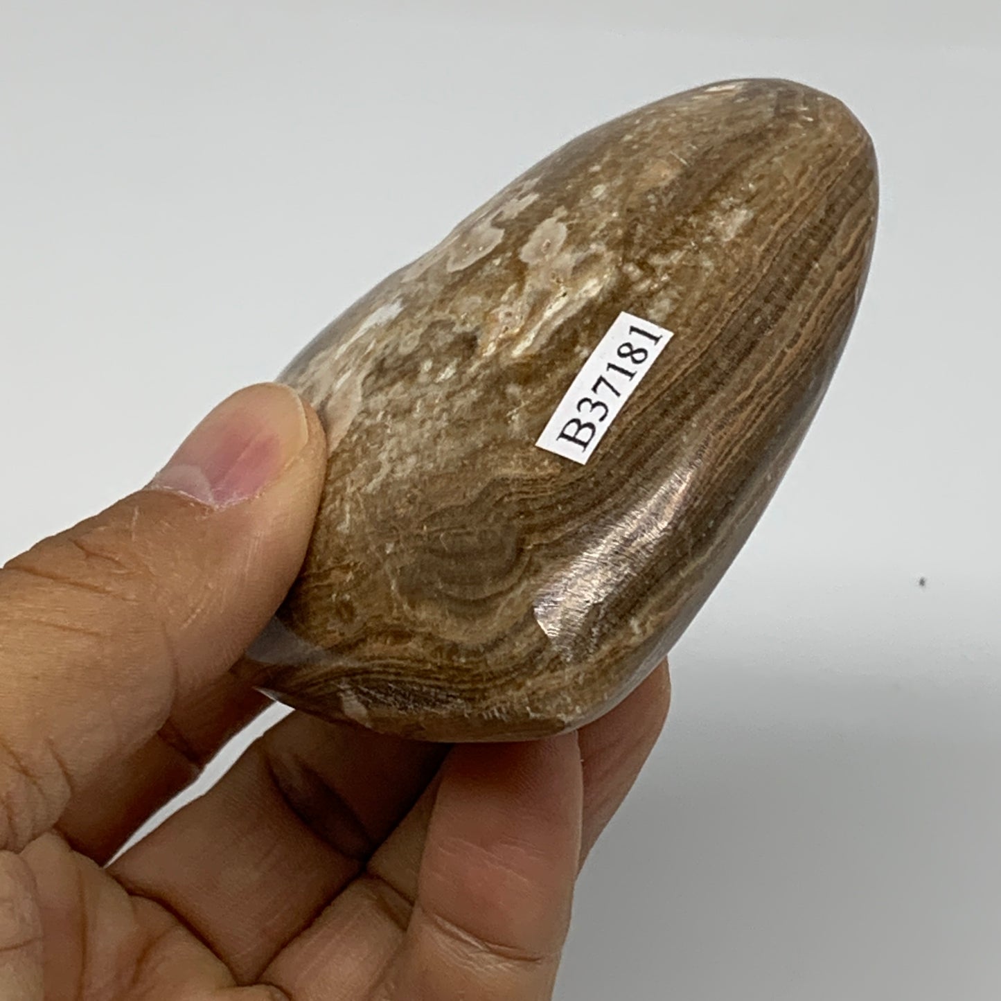 0.42 lbs, 2.8"x3.1"x1.2", Cherry Blossom Flower Agate Heart Crystal, B37181