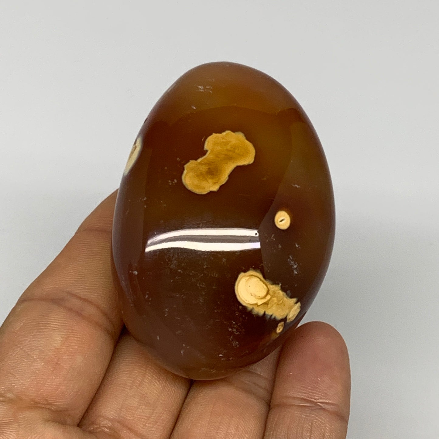 116.6g, 2.5"x1.6"x1.3", Red Carnelian Palm-Stone Gem Crystal Polished, B28455