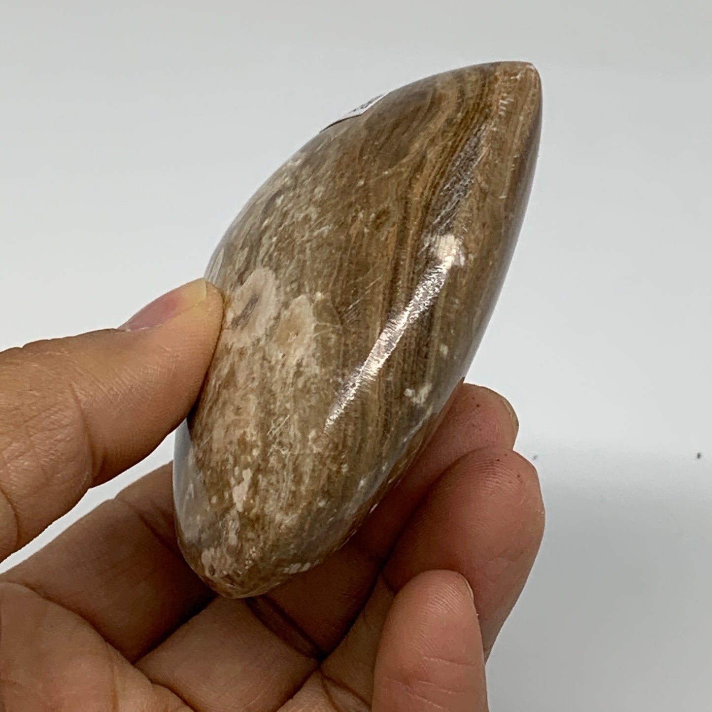 0.42 lbs, 2.8"x3.1"x1.2", Cherry Blossom Flower Agate Heart Crystal, B37181