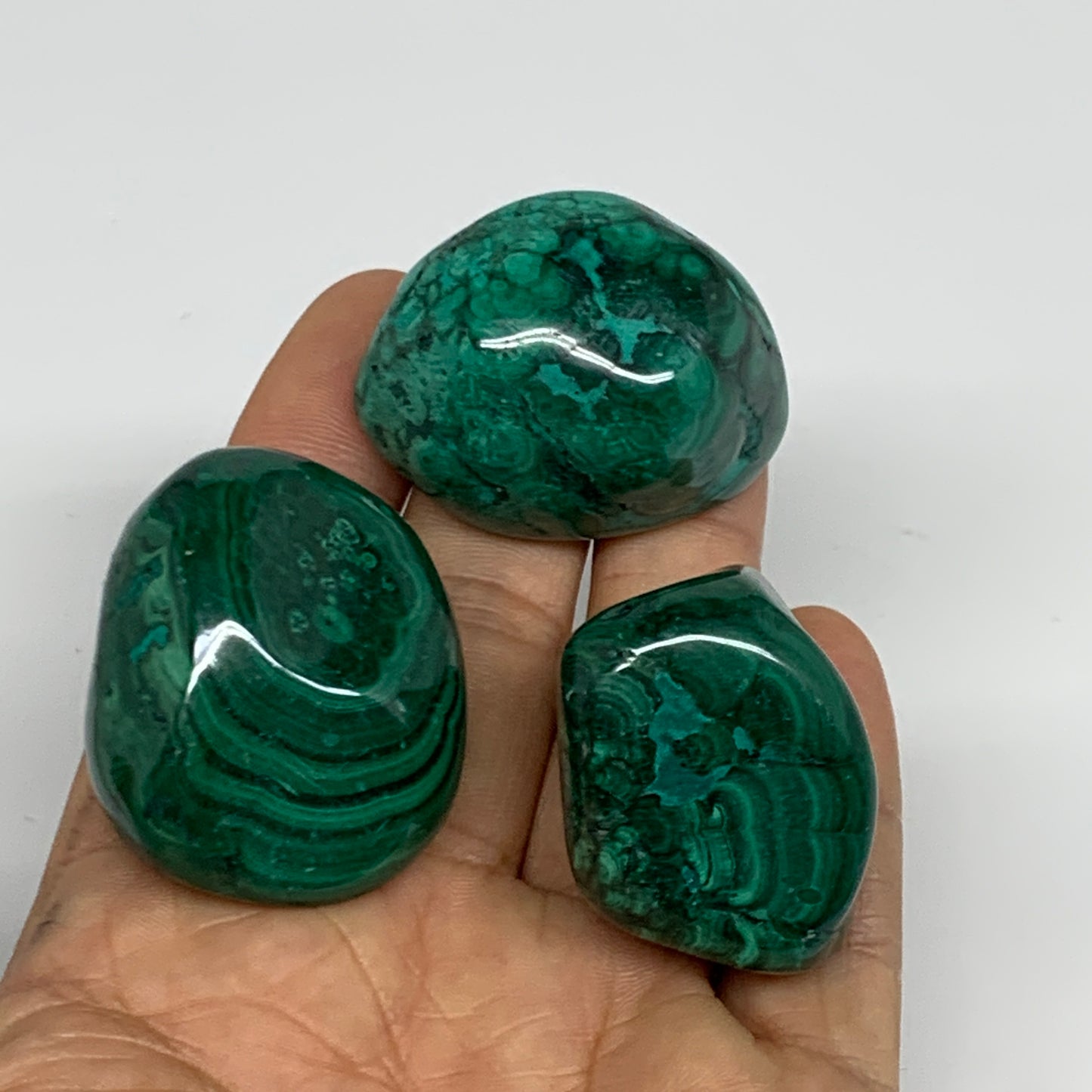 161.1g, 1.3"-1.6", 3pcs, Natural Small Malachite Tumbled Polished, B32834