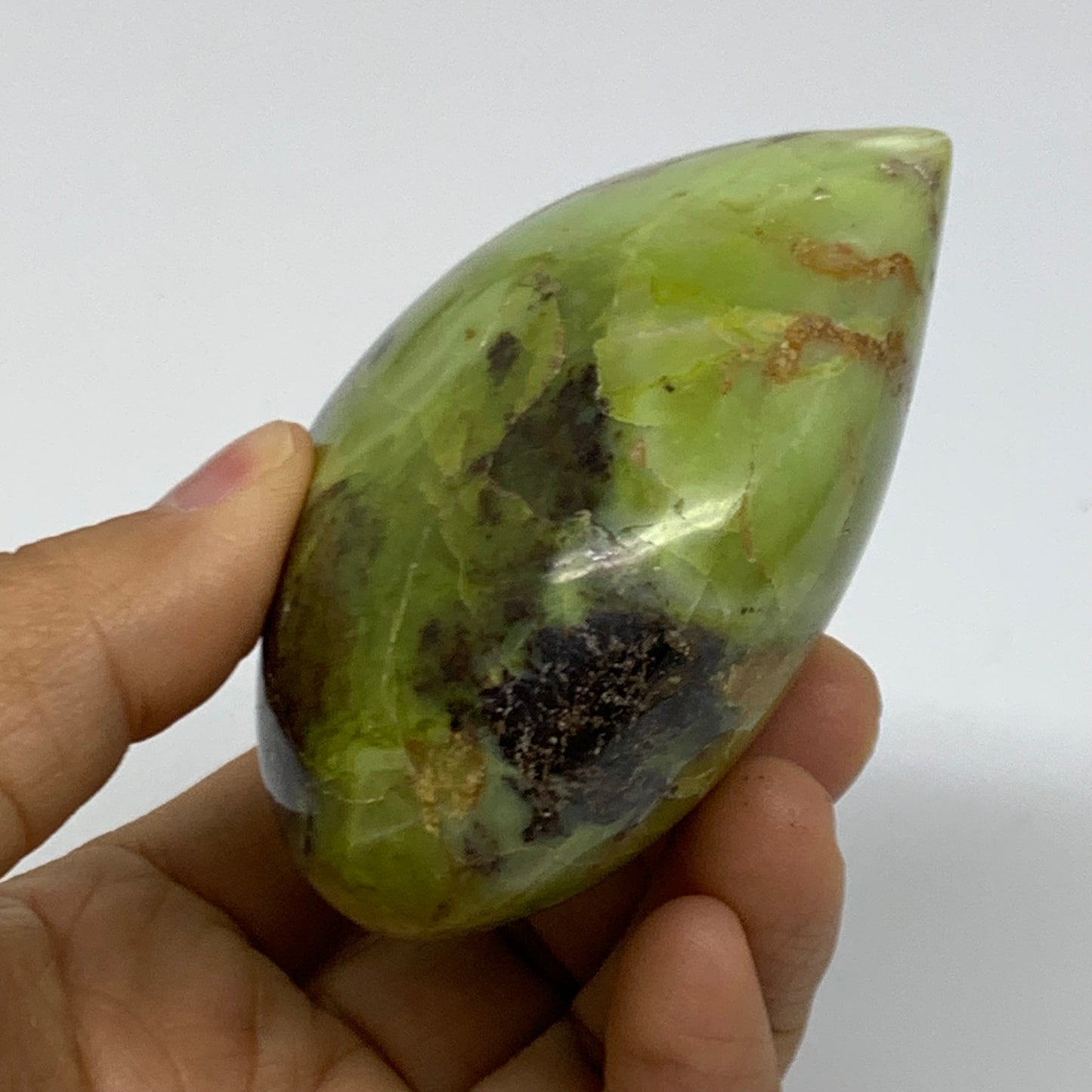 0.54 lbs, 3"x3.2"x1.6", Green Opal Heart Polished Gemstone Crystal, B37971