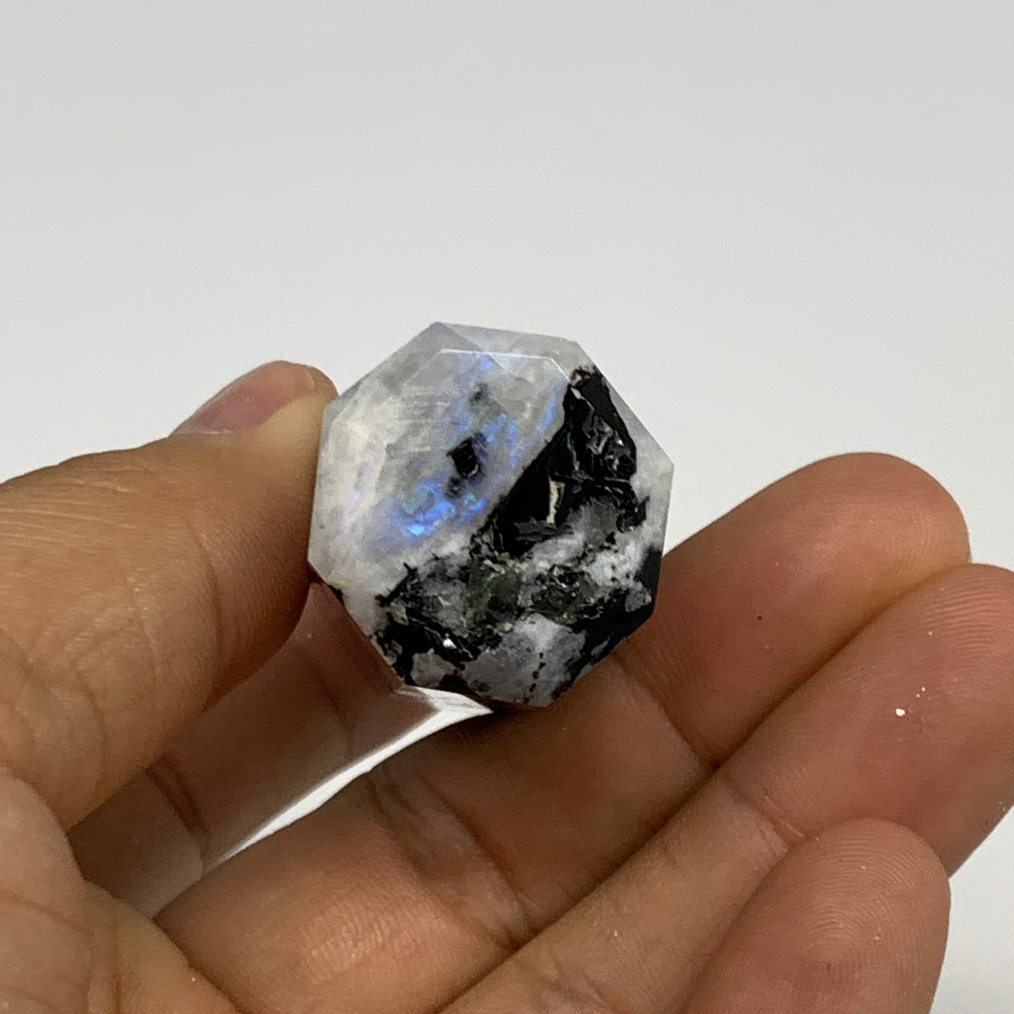 179.1g, 2.6"-2.8", 2pcs, Rainbow Moonstone Tower Obelisk Point Crystal @India, B