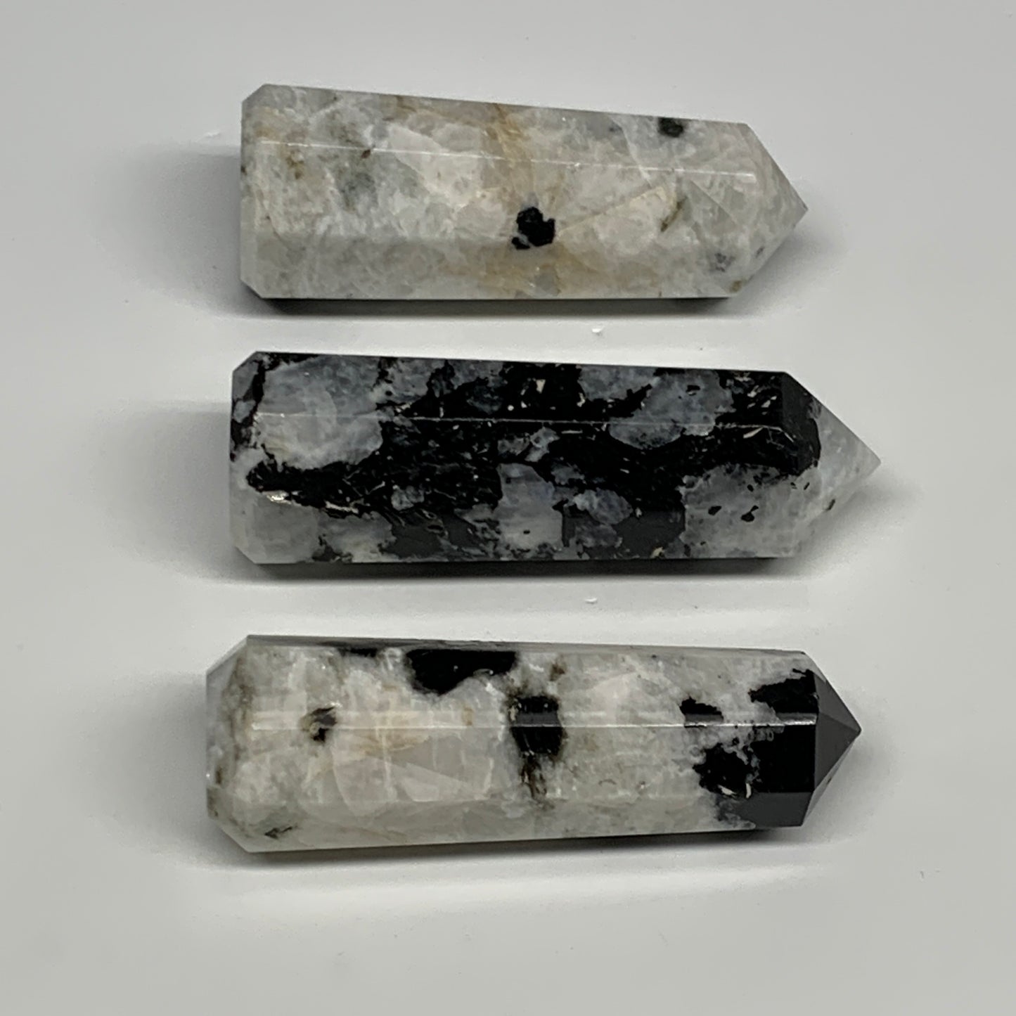 179.1g, 2.6"-2.8", 2pcs, Rainbow Moonstone Tower Obelisk Point Crystal @India, B