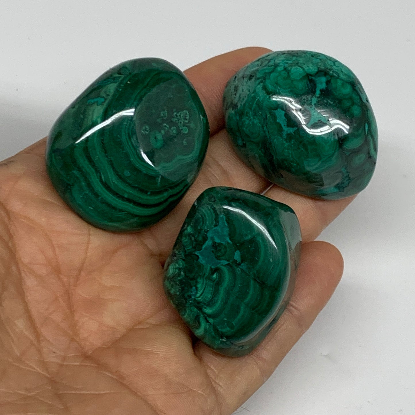 161.1g, 1.3"-1.6", 3pcs, Natural Small Malachite Tumbled Polished, B32834