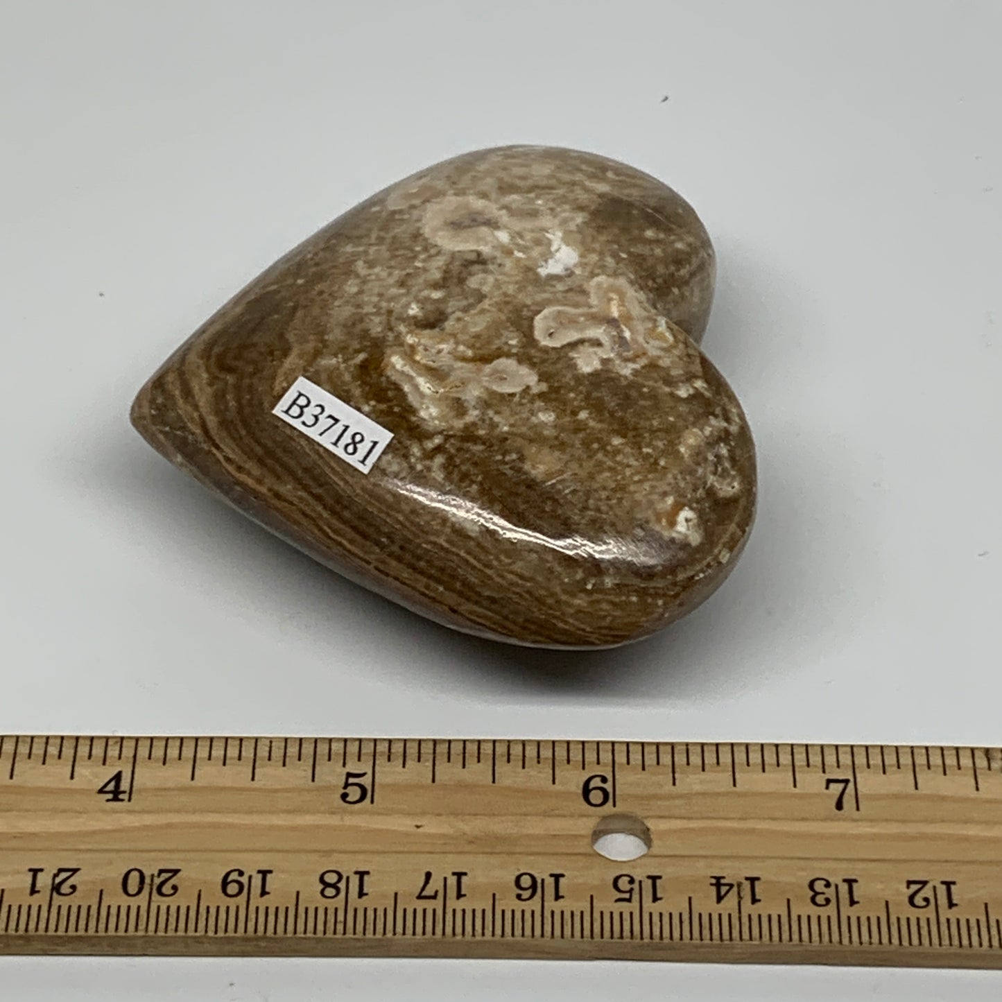 0.42 lbs, 2.8"x3.1"x1.2", Cherry Blossom Flower Agate Heart Crystal, B37181